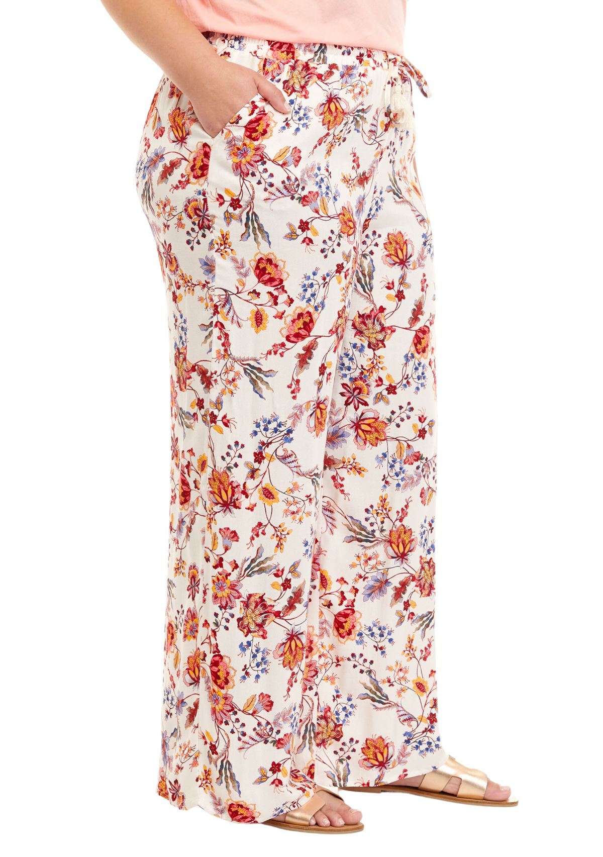 Plus Size Pull On Wide Leg Pants 