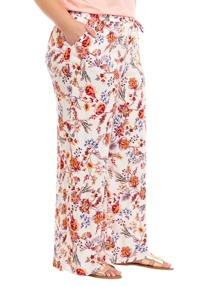 Plus Size Pull On Wide Leg Pants 