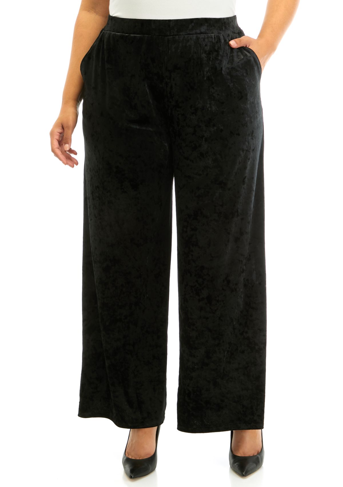 Womens Pull On Velvet Wide Leg Pants