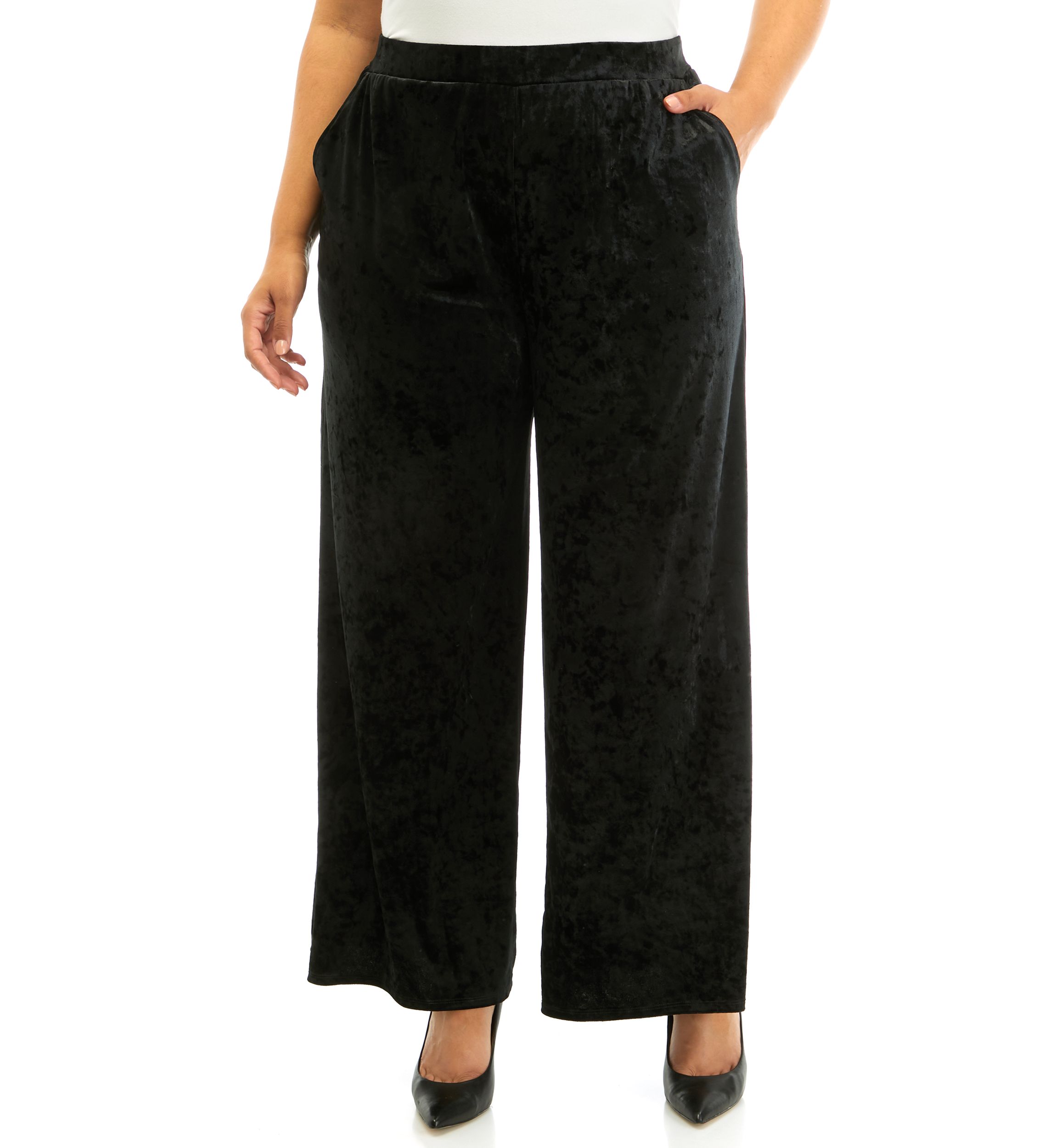 Womens Pull On Velvet Wide Leg Pants