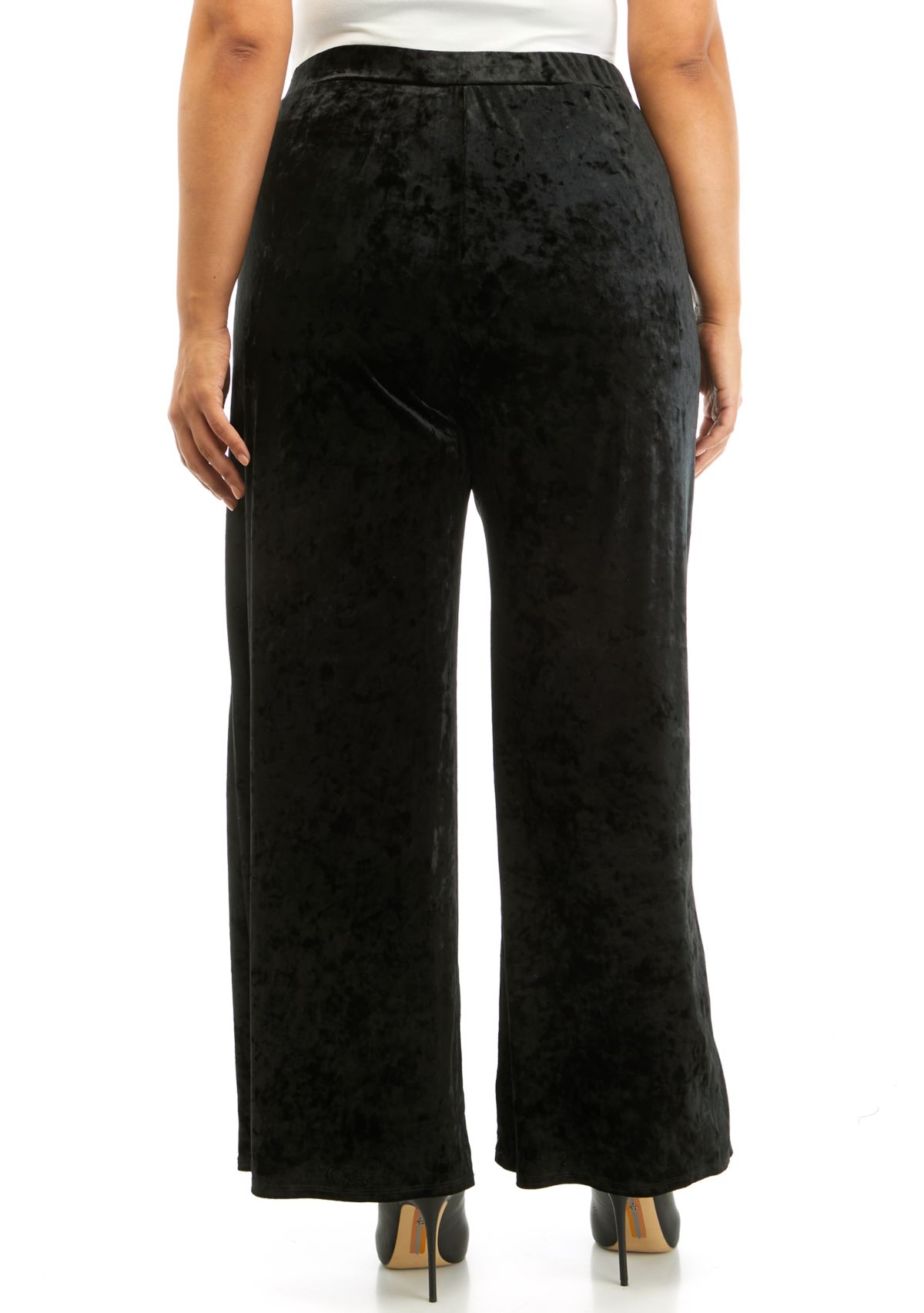 Womens Pull On Velvet Wide Leg Pants
