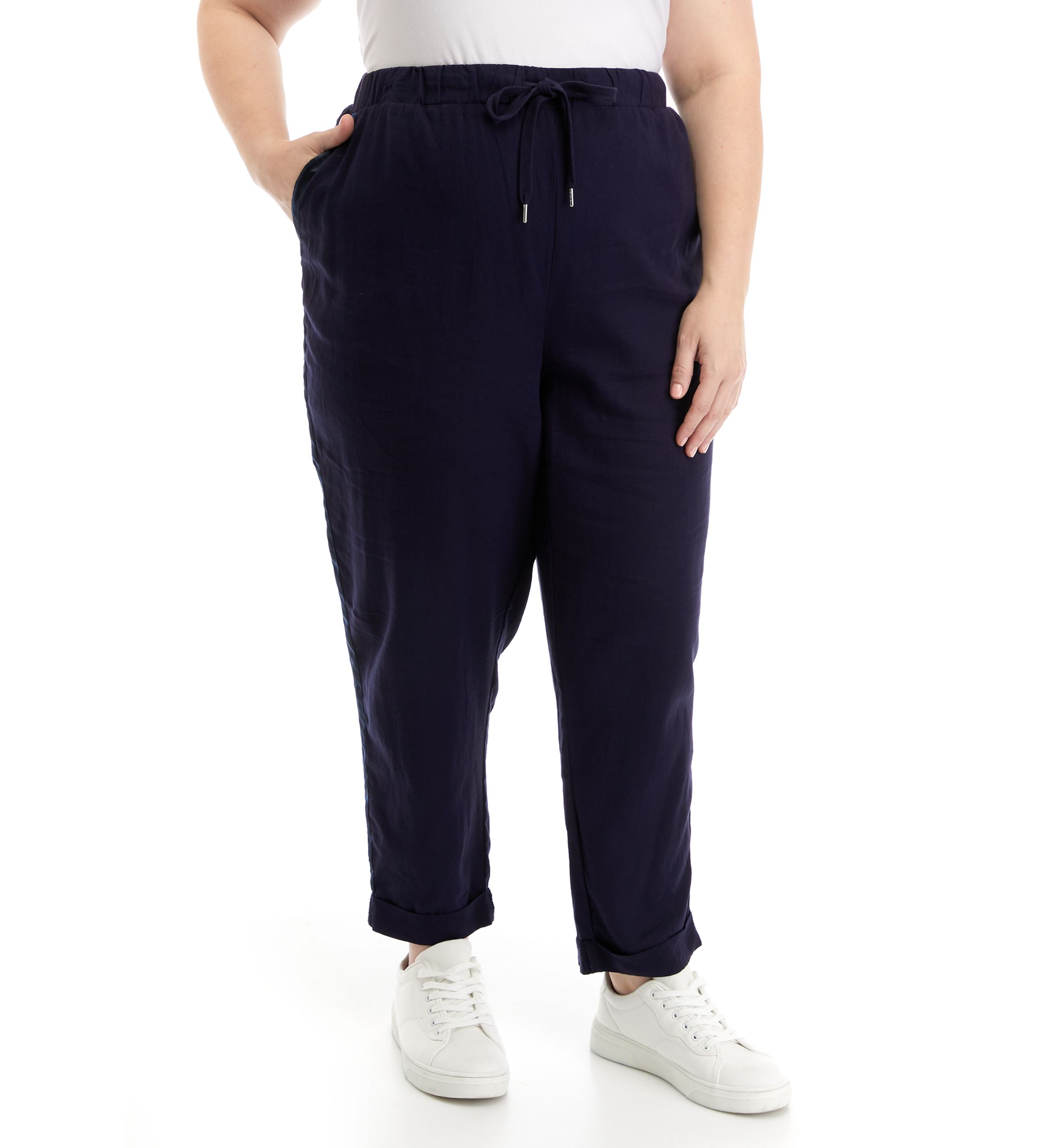 Plus Size Relaxed Roll Cuff Pants