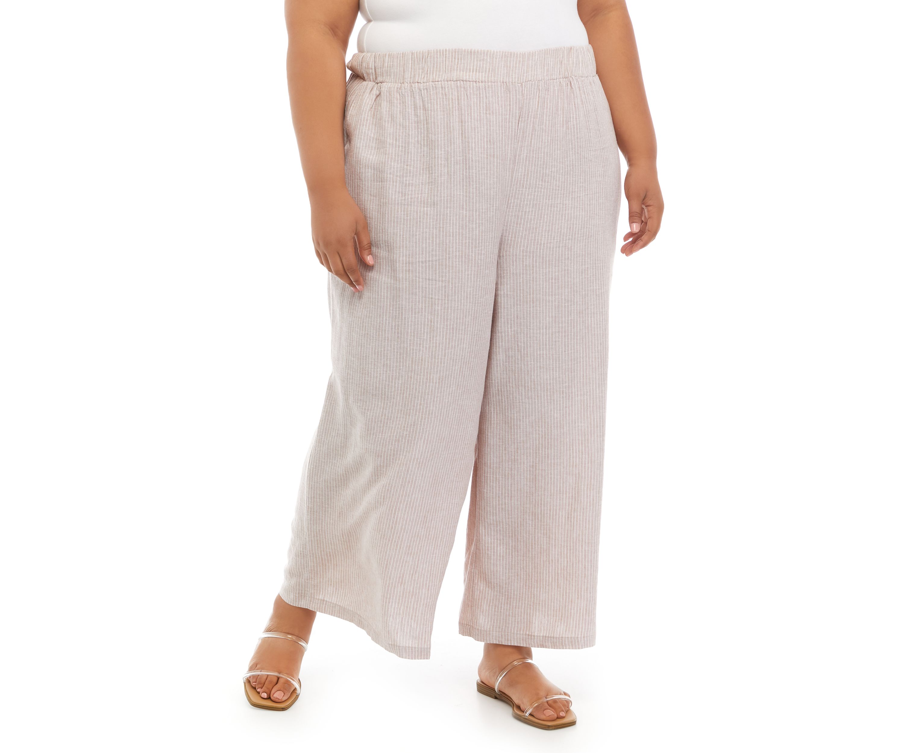 Plus Size Linen Wide Leg Pants
