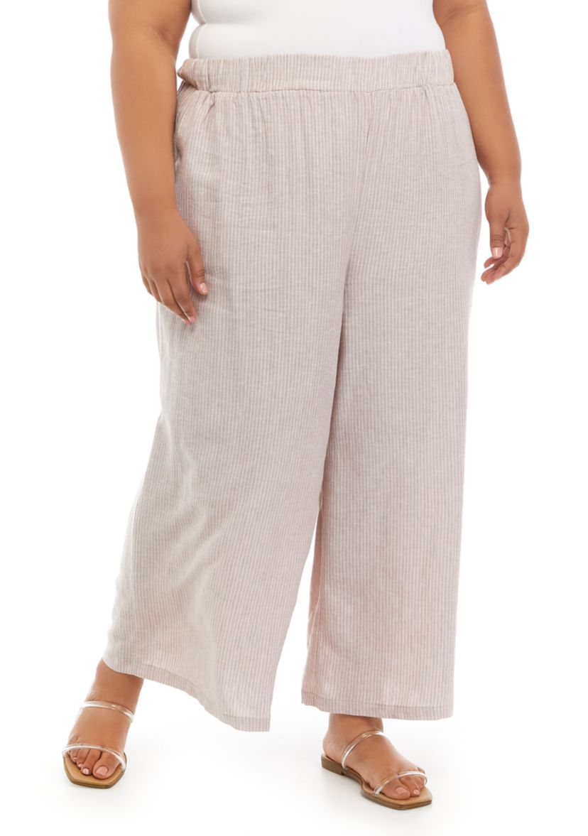 Plus Size Linen Wide Leg Pants