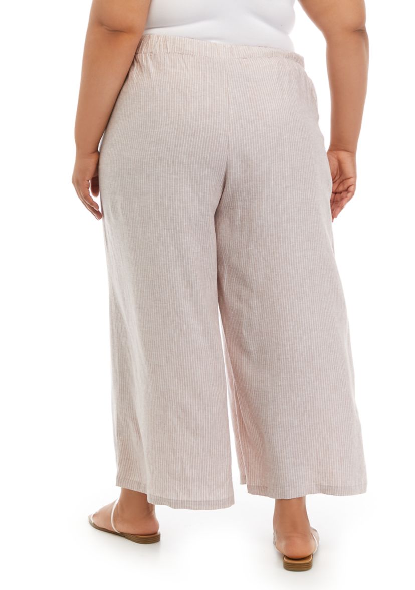 Plus Size Linen Wide Leg Pants