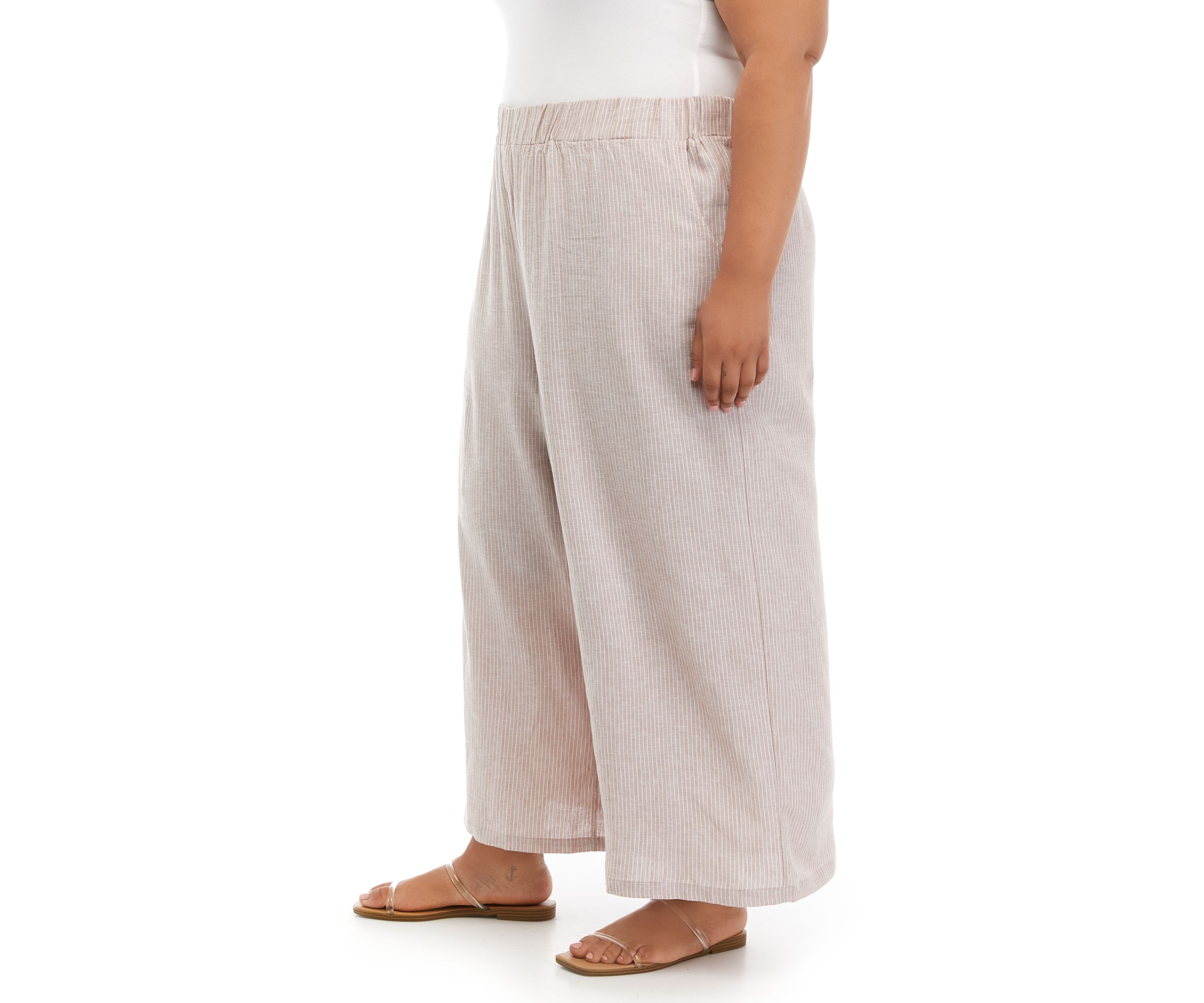 Plus Size Linen Wide Leg Pants