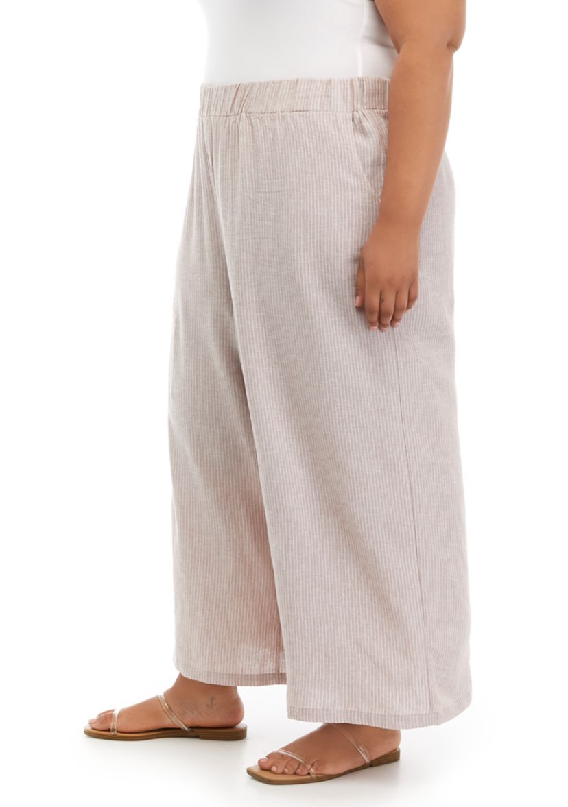 Plus Size Linen Wide Leg Pants