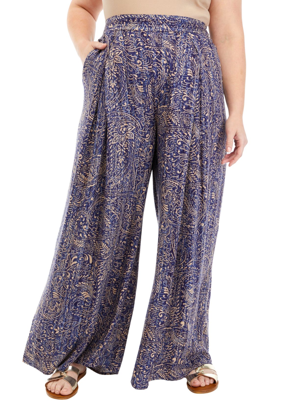 Womens Pull On Wide Leg Pants