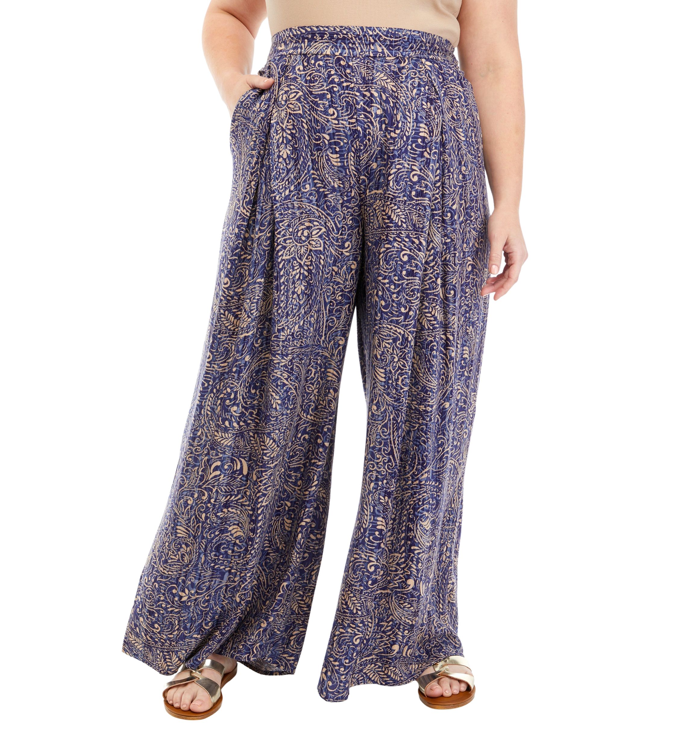 Womens Pull On Wide Leg Pants