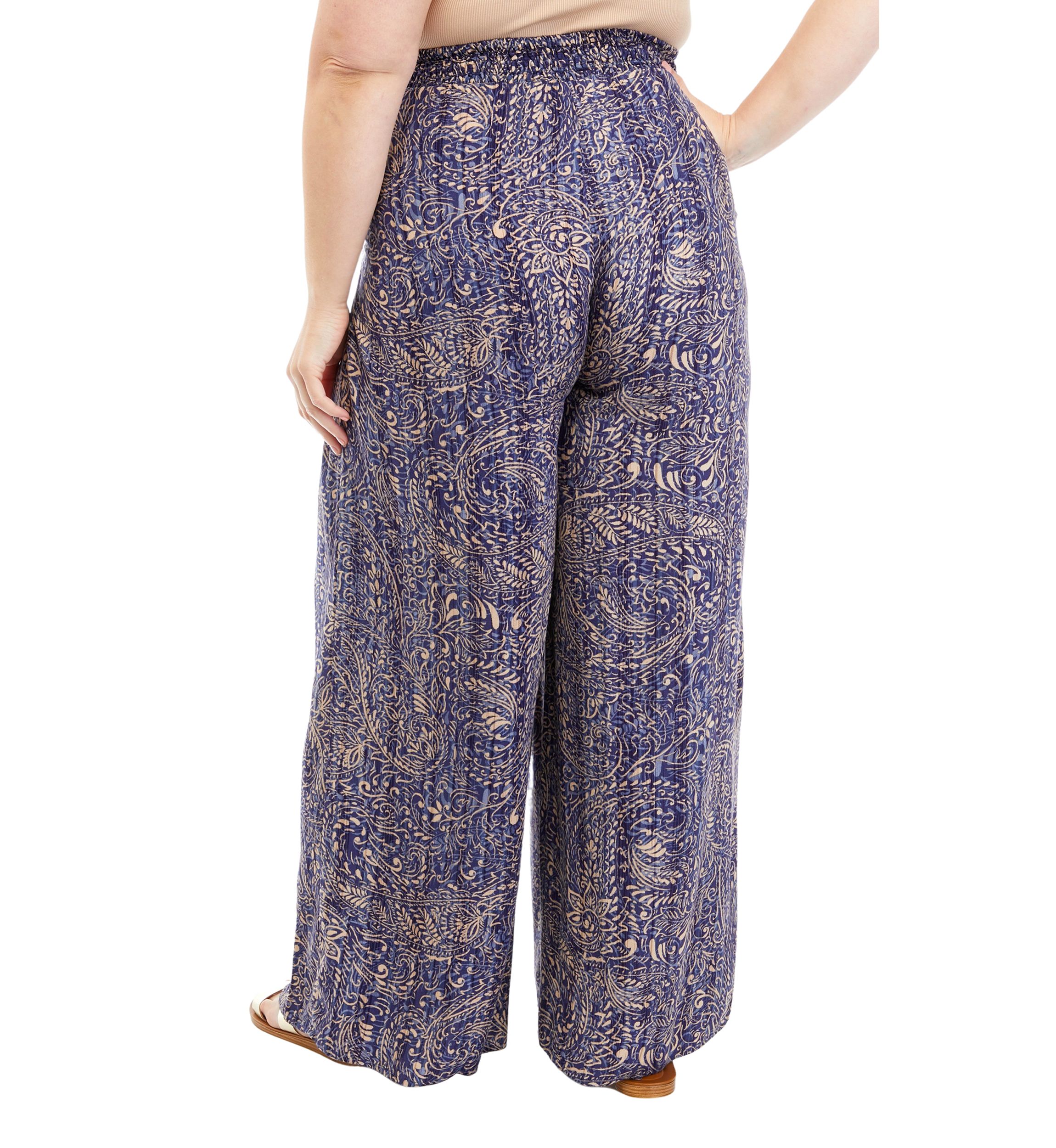 Womens Pull On Wide Leg Pants