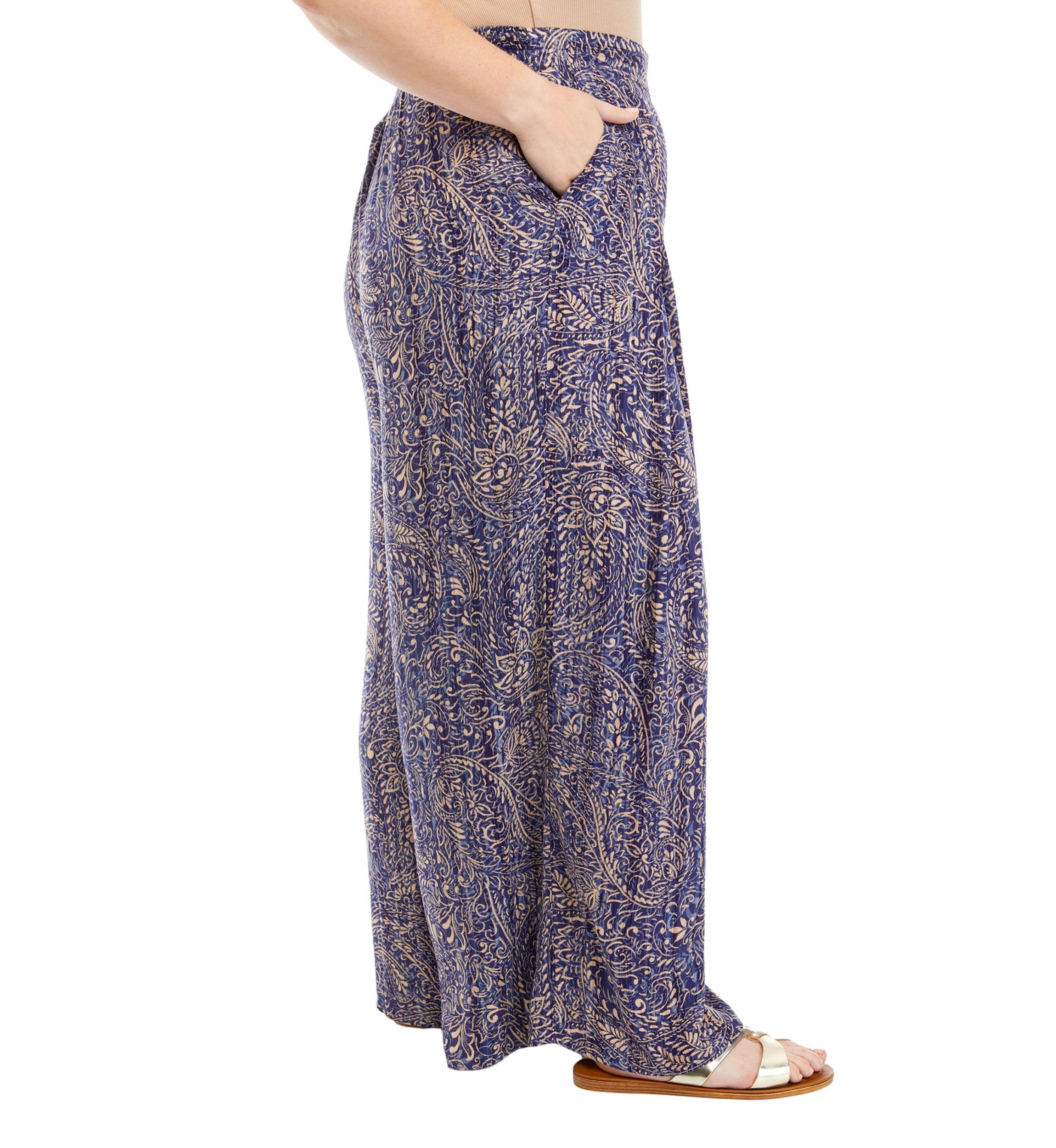 Womens Pull On Wide Leg Pants