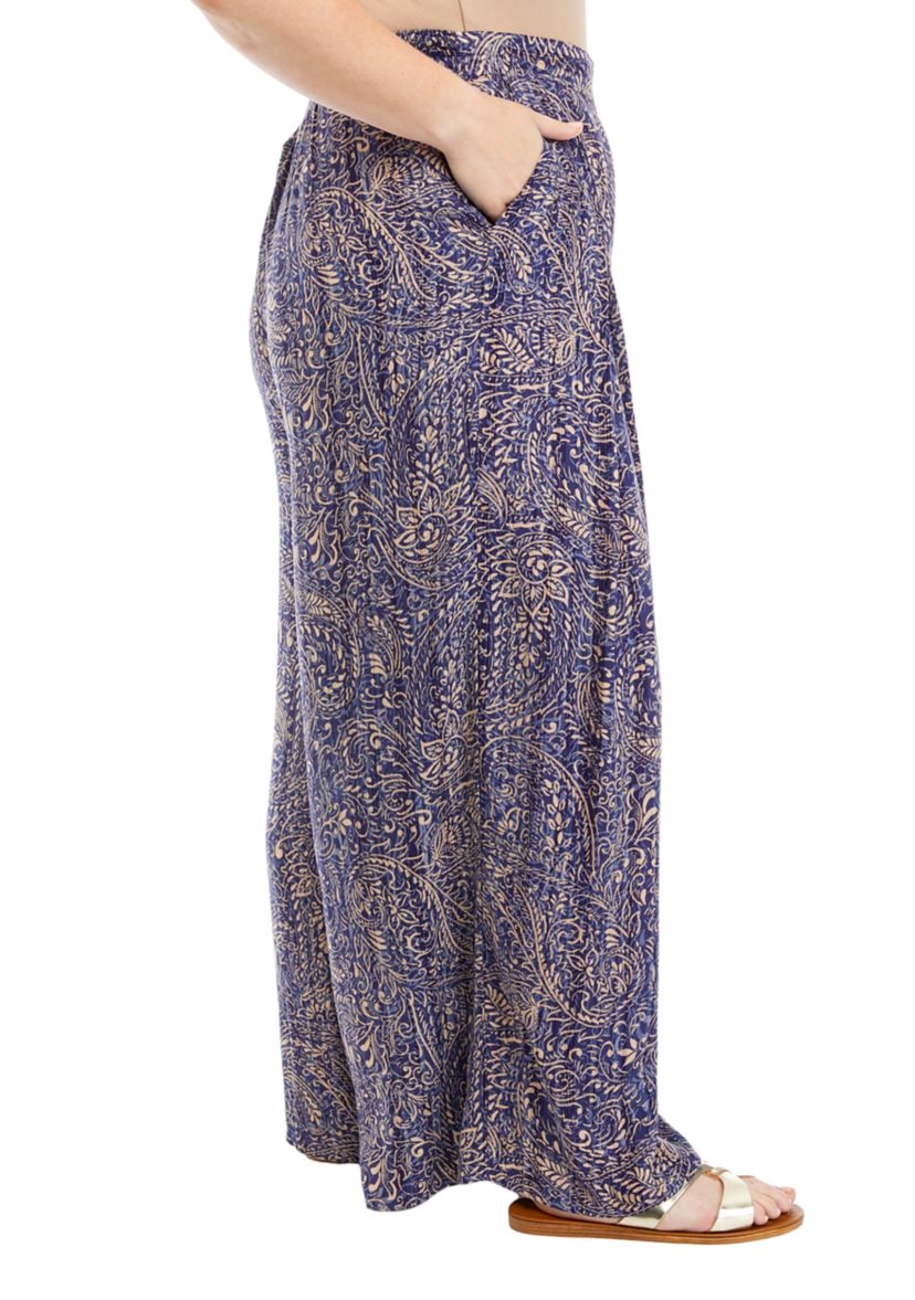 Womens Pull On Wide Leg Pants