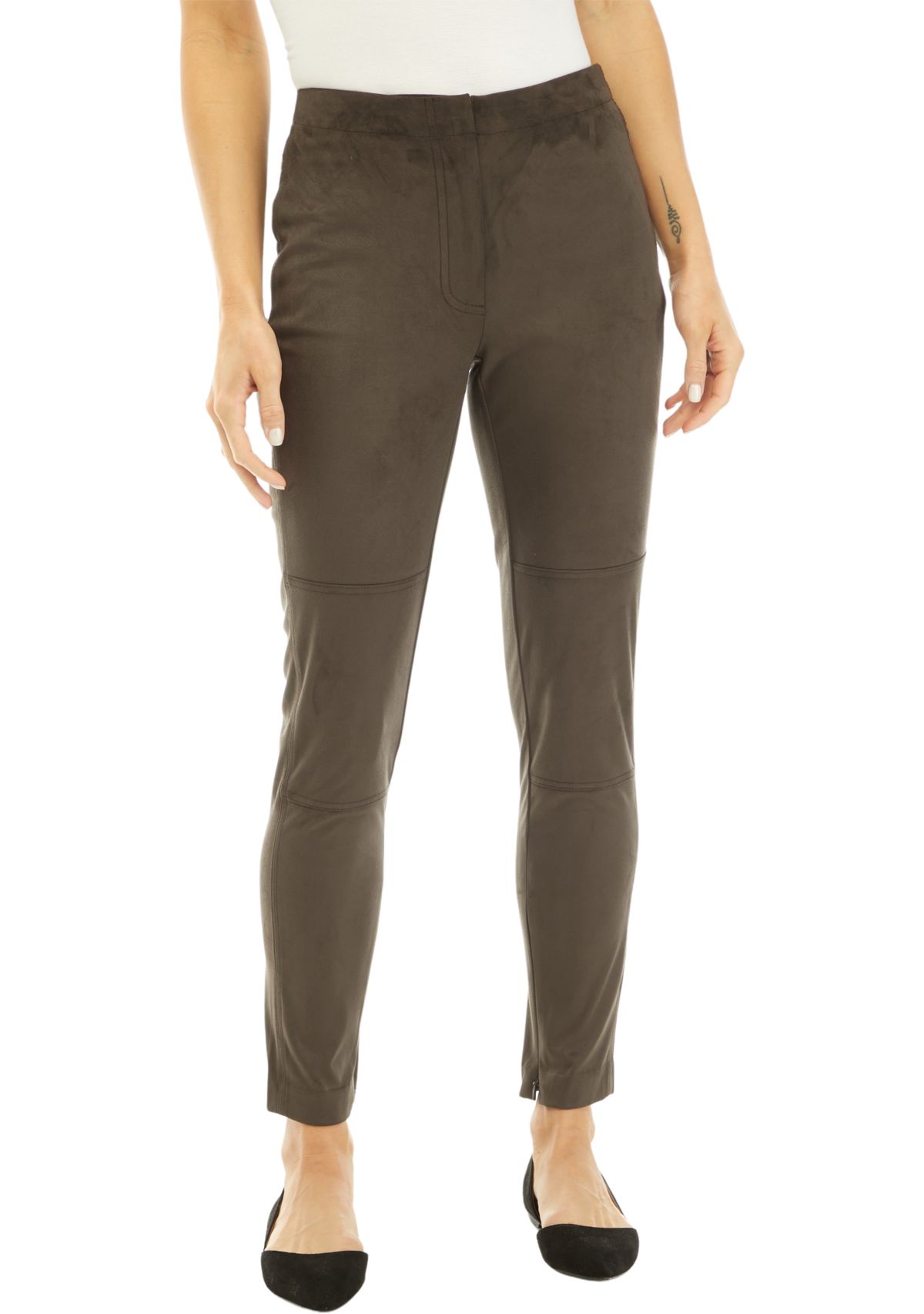 Womens Suede Zip Moto Pants