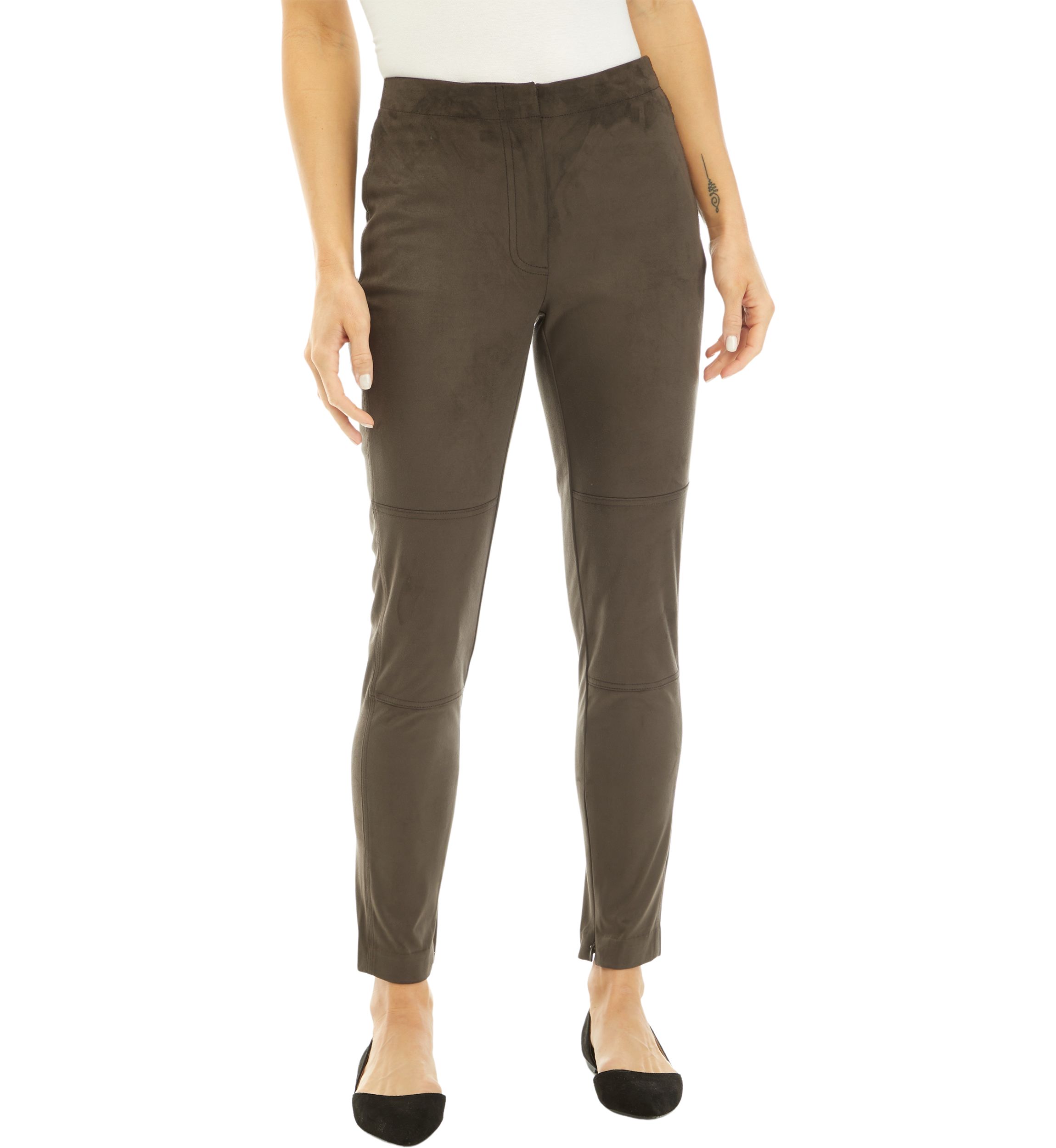Womens Suede Zip Moto Pants