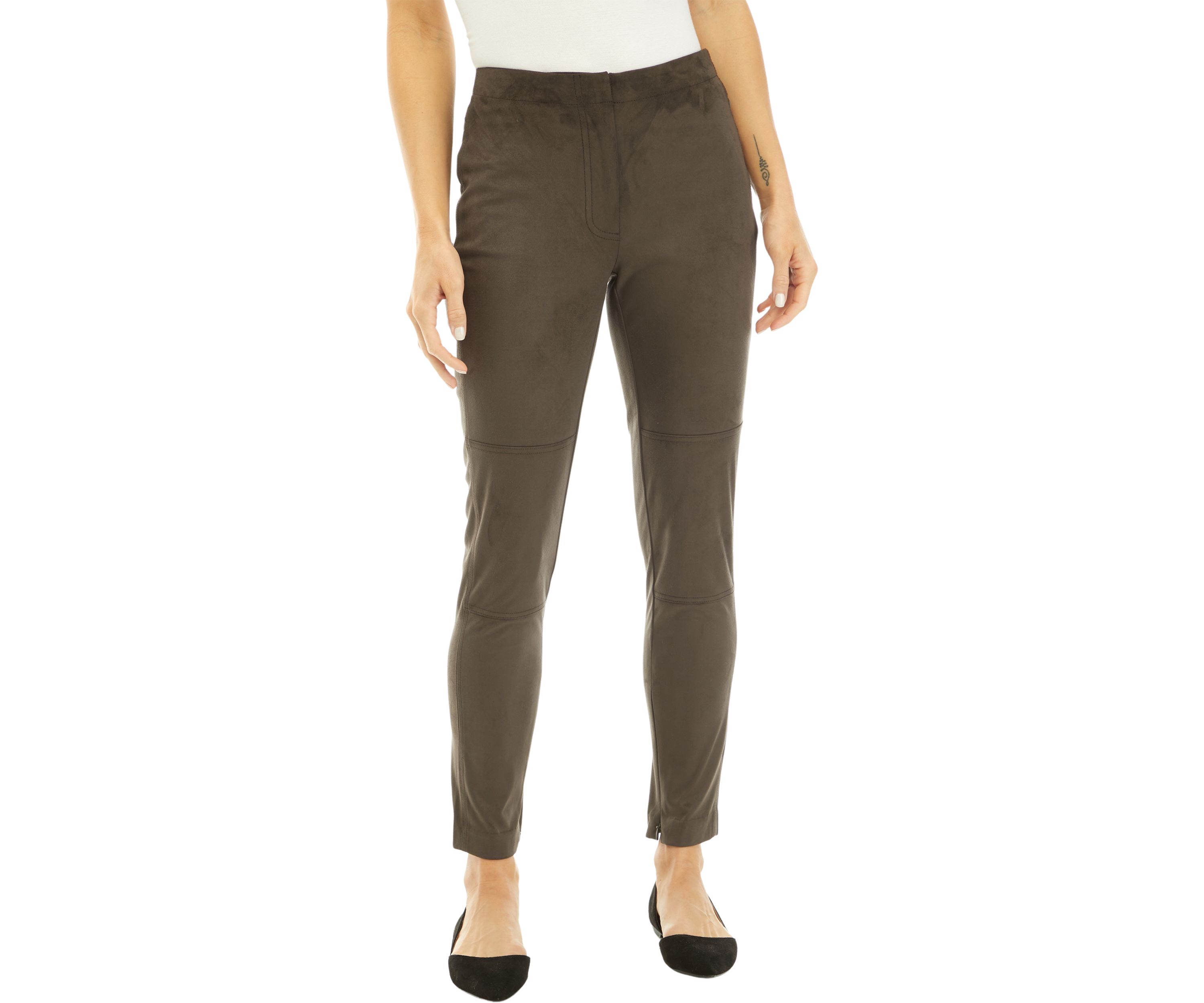 Womens Suede Zip Moto Pants