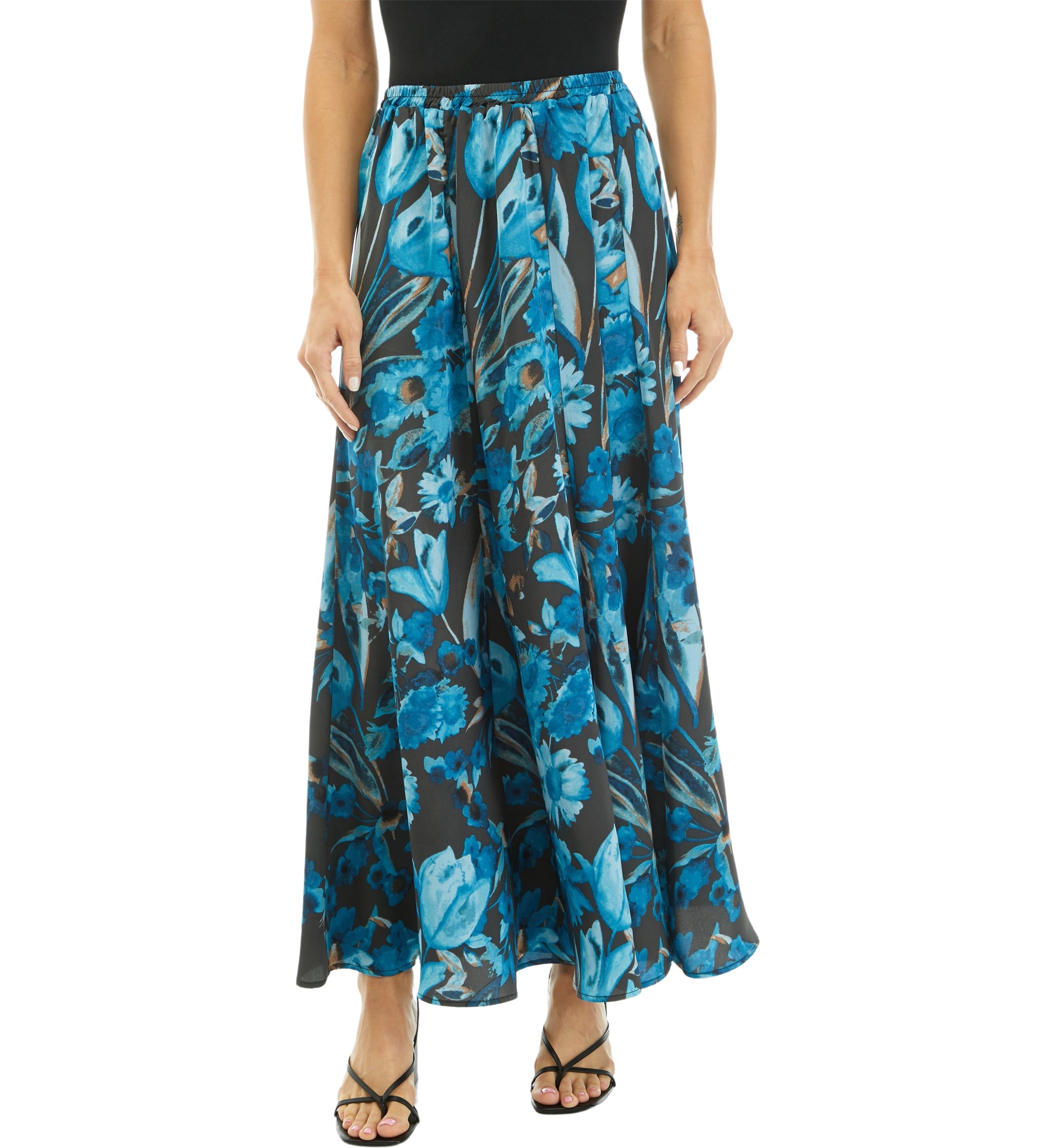 Womens Printed Maxi Swing Skirt