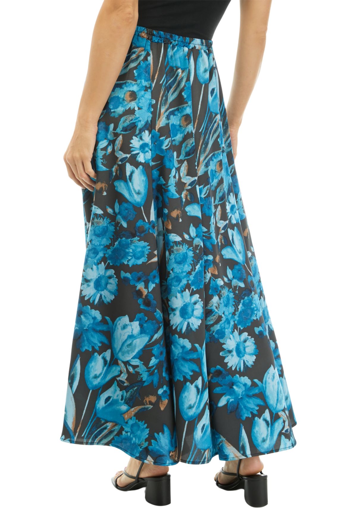 Womens Printed Maxi Swing Skirt
