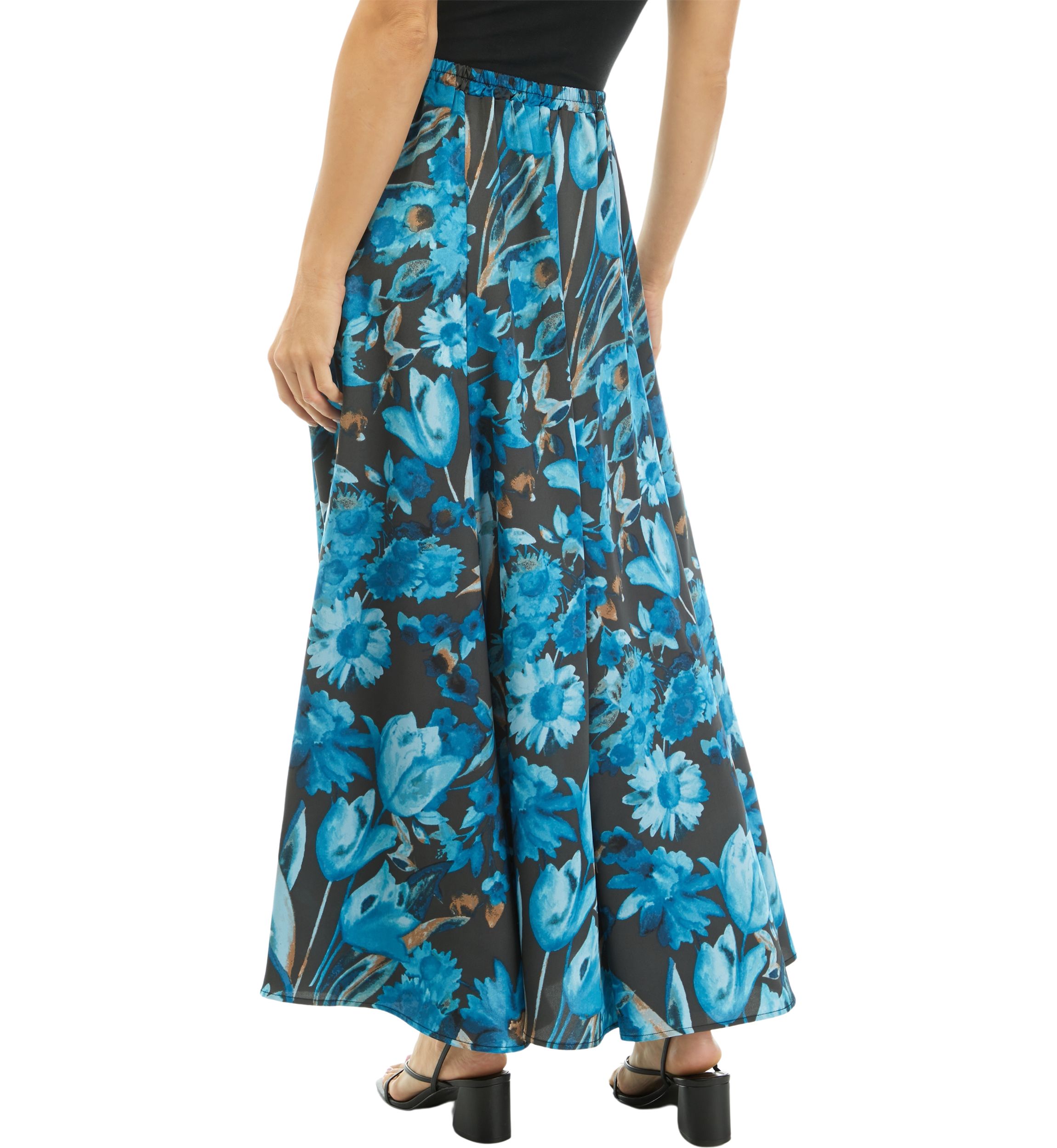 Womens Printed Maxi Swing Skirt