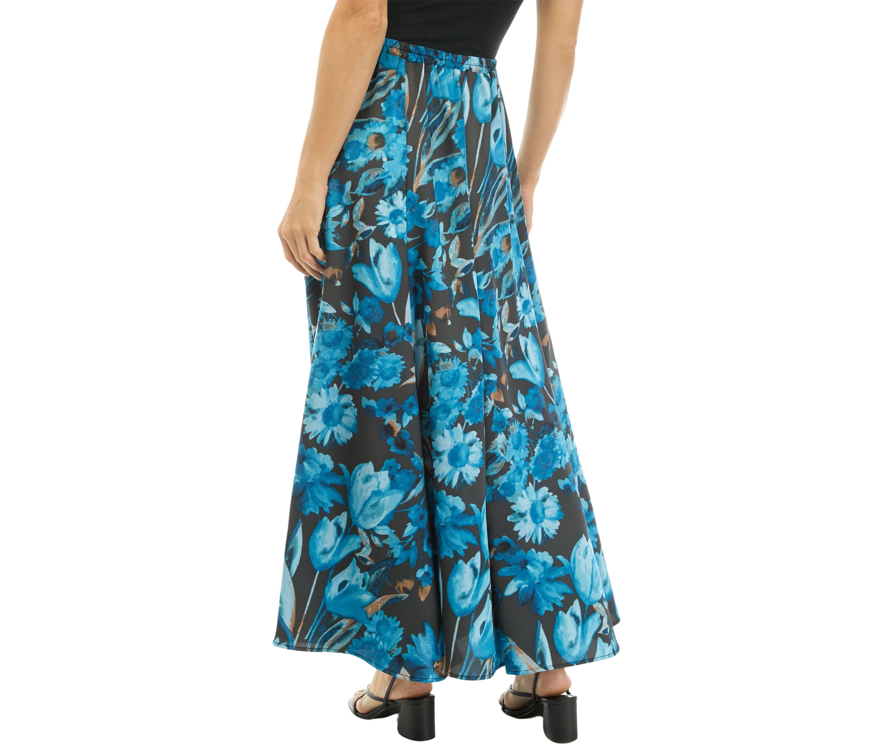 Womens Printed Maxi Swing Skirt