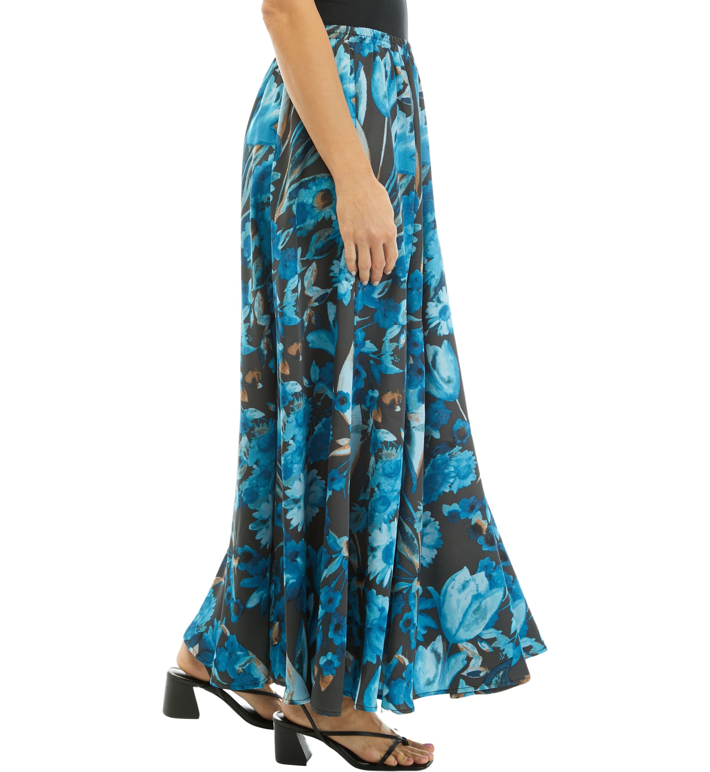 Womens Printed Maxi Swing Skirt