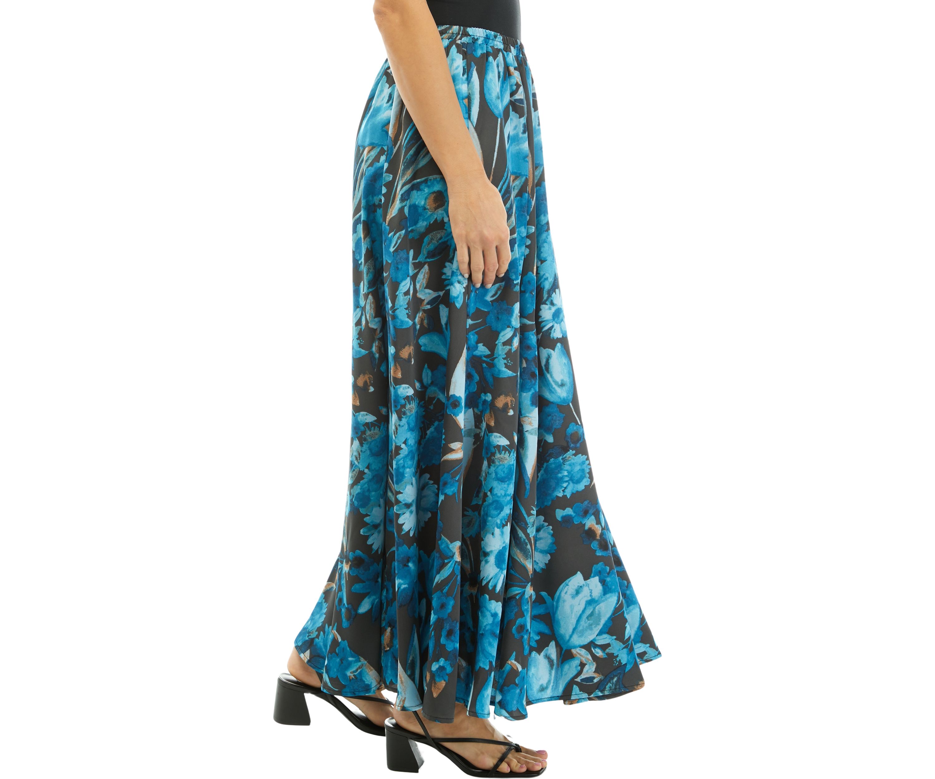 Womens Printed Maxi Swing Skirt