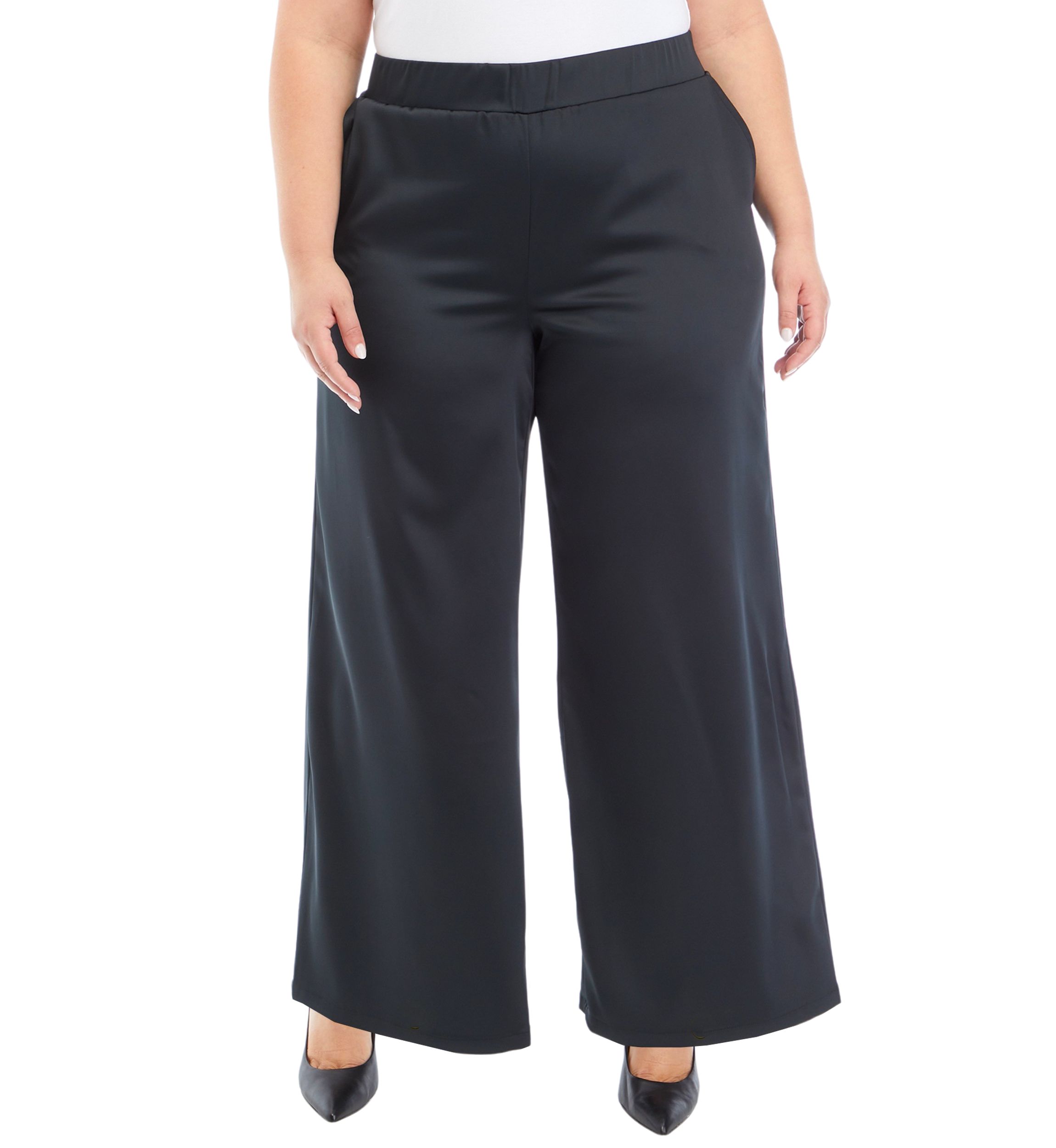 Plus Size Wide Leg Pull On Pants