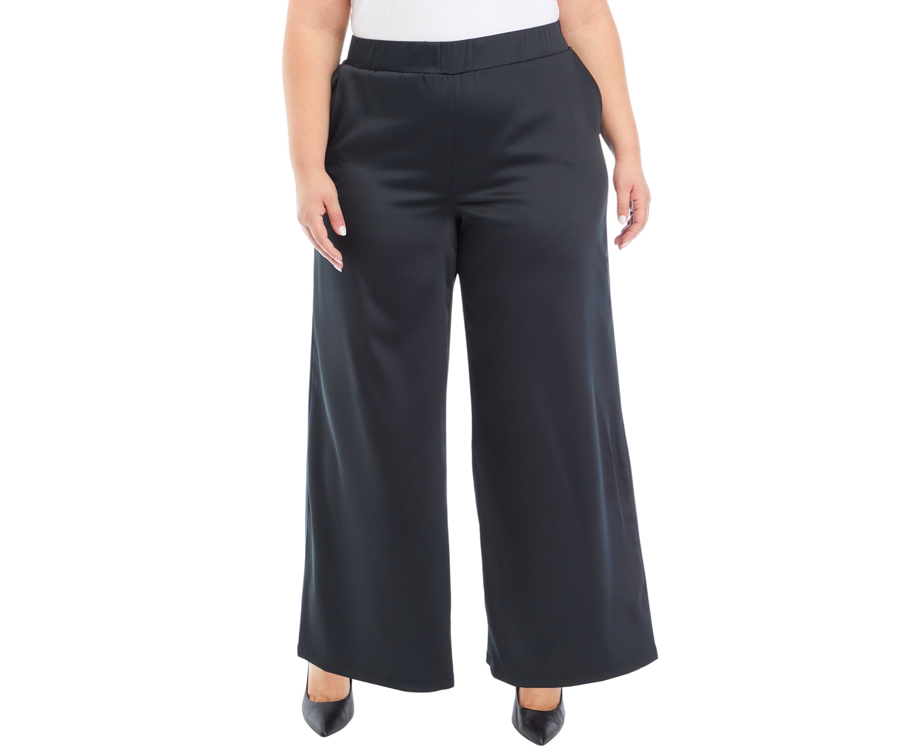 Plus Size Wide Leg Pull On Pants