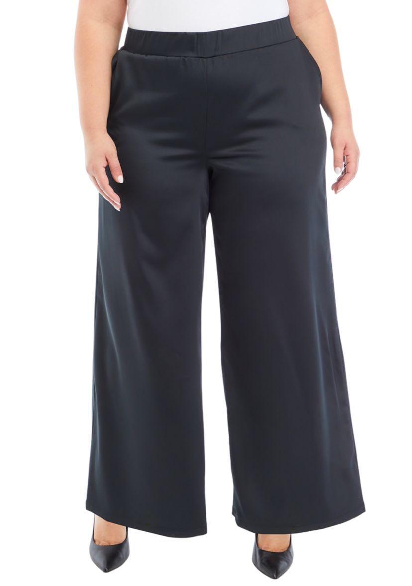 Plus Size Wide Leg Pull On Pants
