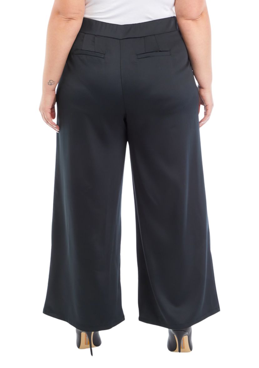 Plus Size Wide Leg Pull On Pants