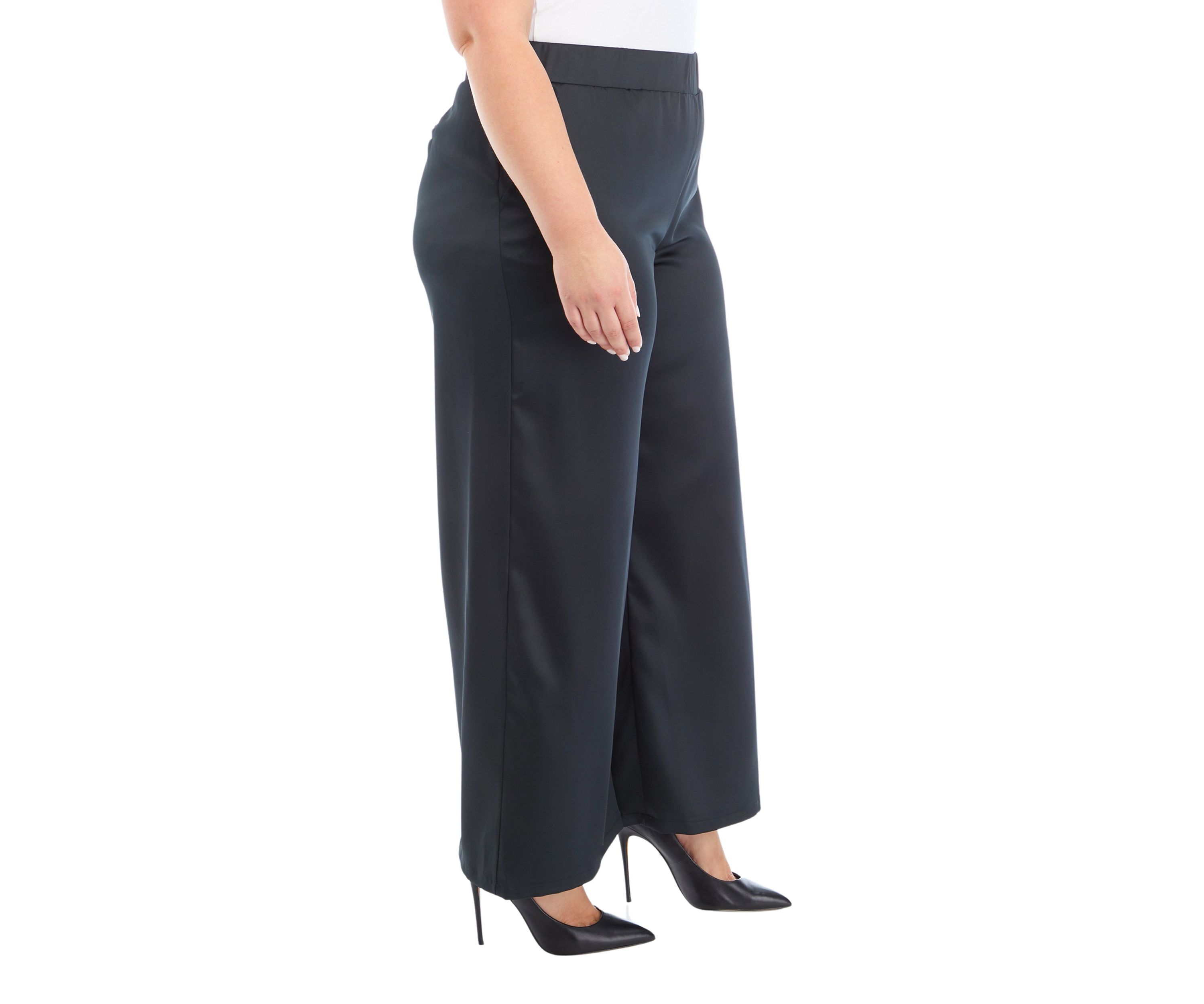 Plus Size Wide Leg Pull On Pants