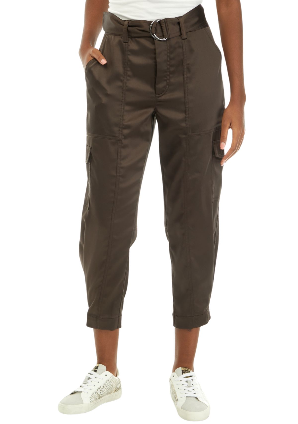 Womens Satin Cargo Pants 