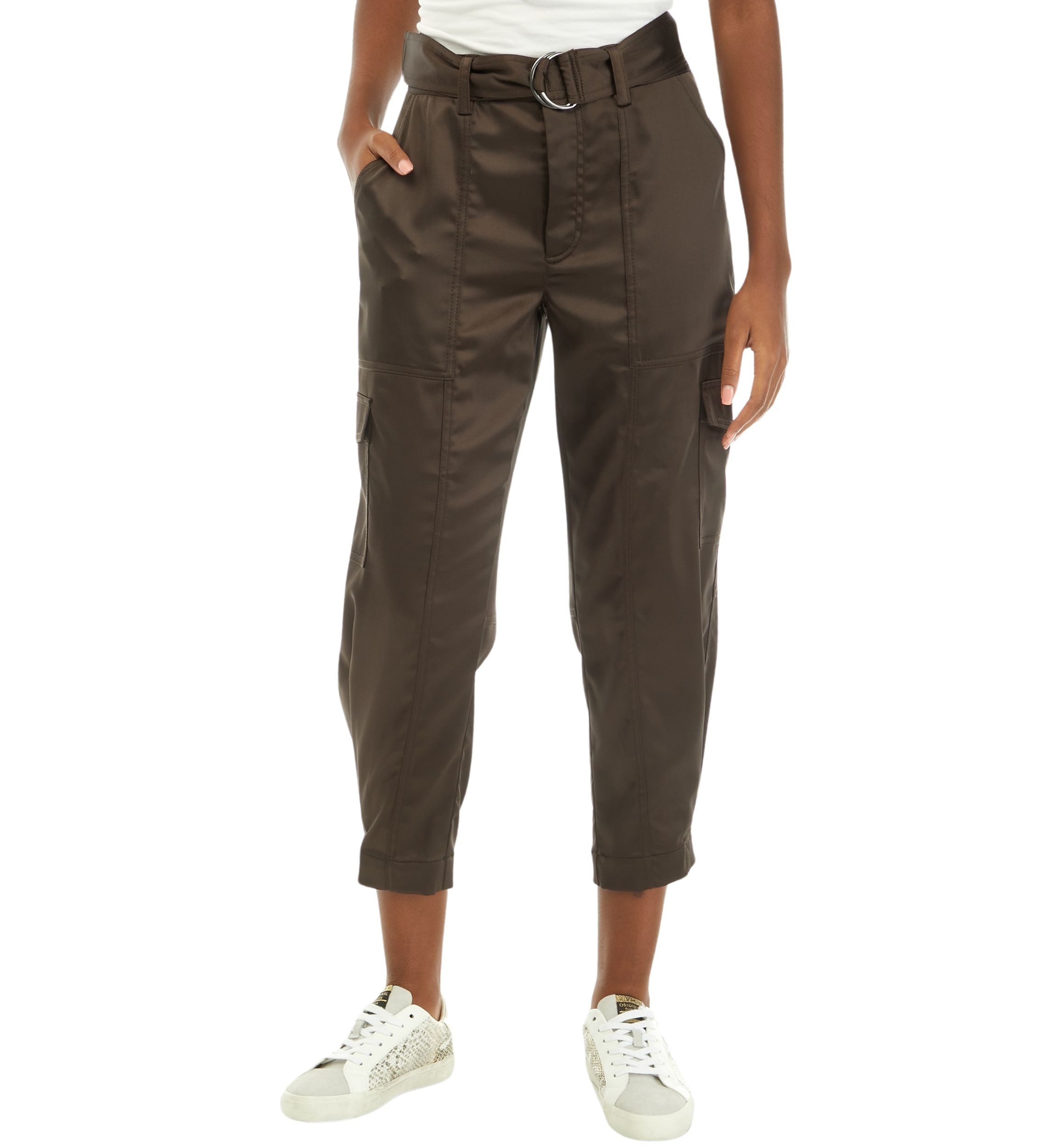 Womens Satin Cargo Pants 