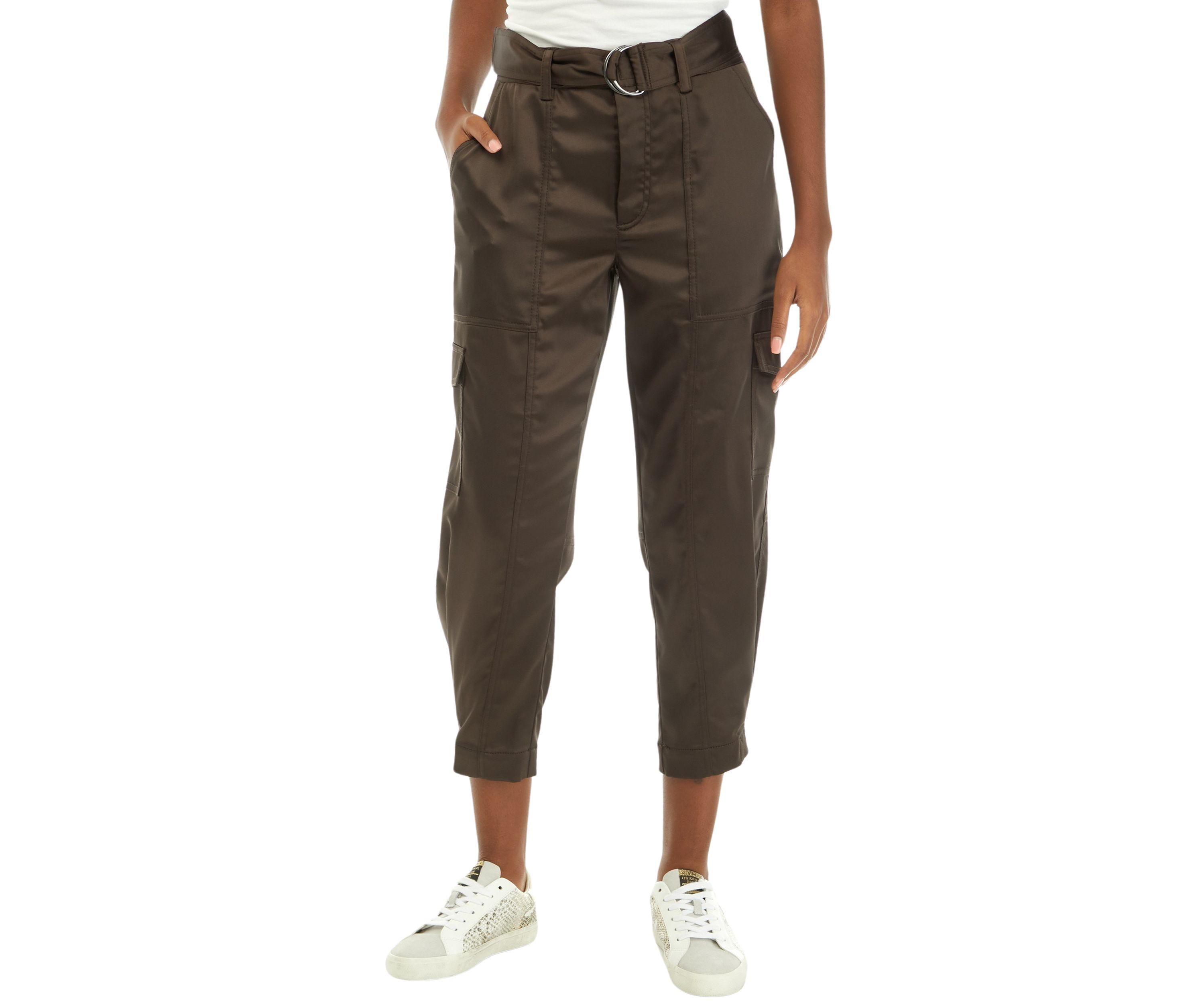 Womens Satin Cargo Pants 