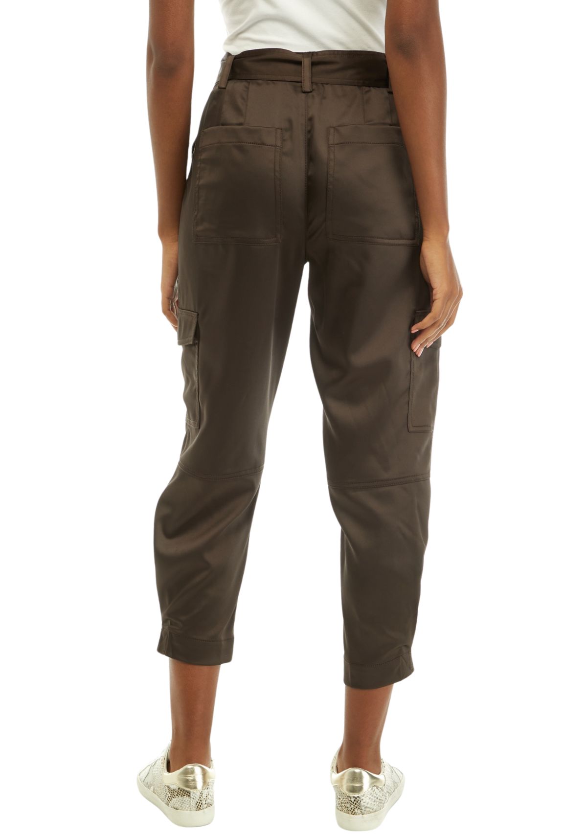Womens Satin Cargo Pants 
