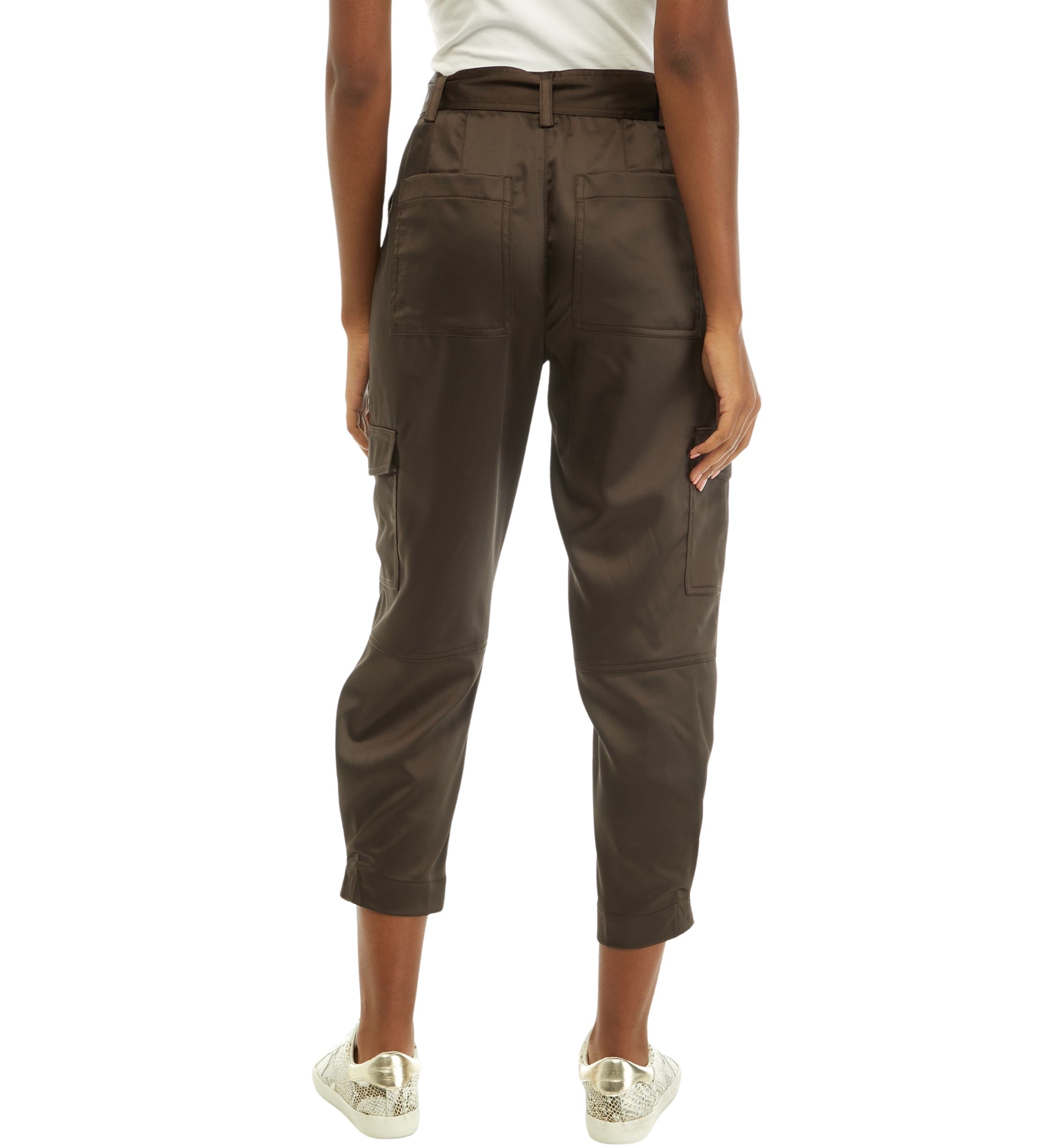Womens Satin Cargo Pants 