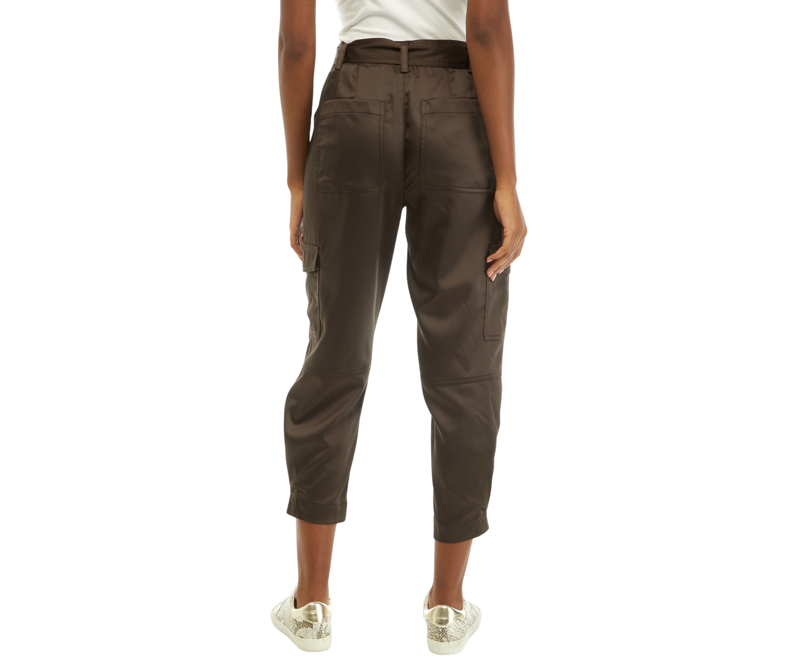 Womens Satin Cargo Pants 