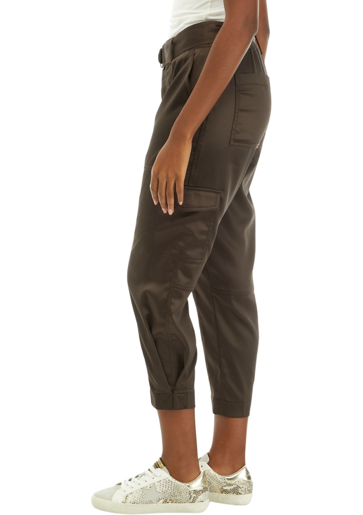 Womens Satin Cargo Pants 