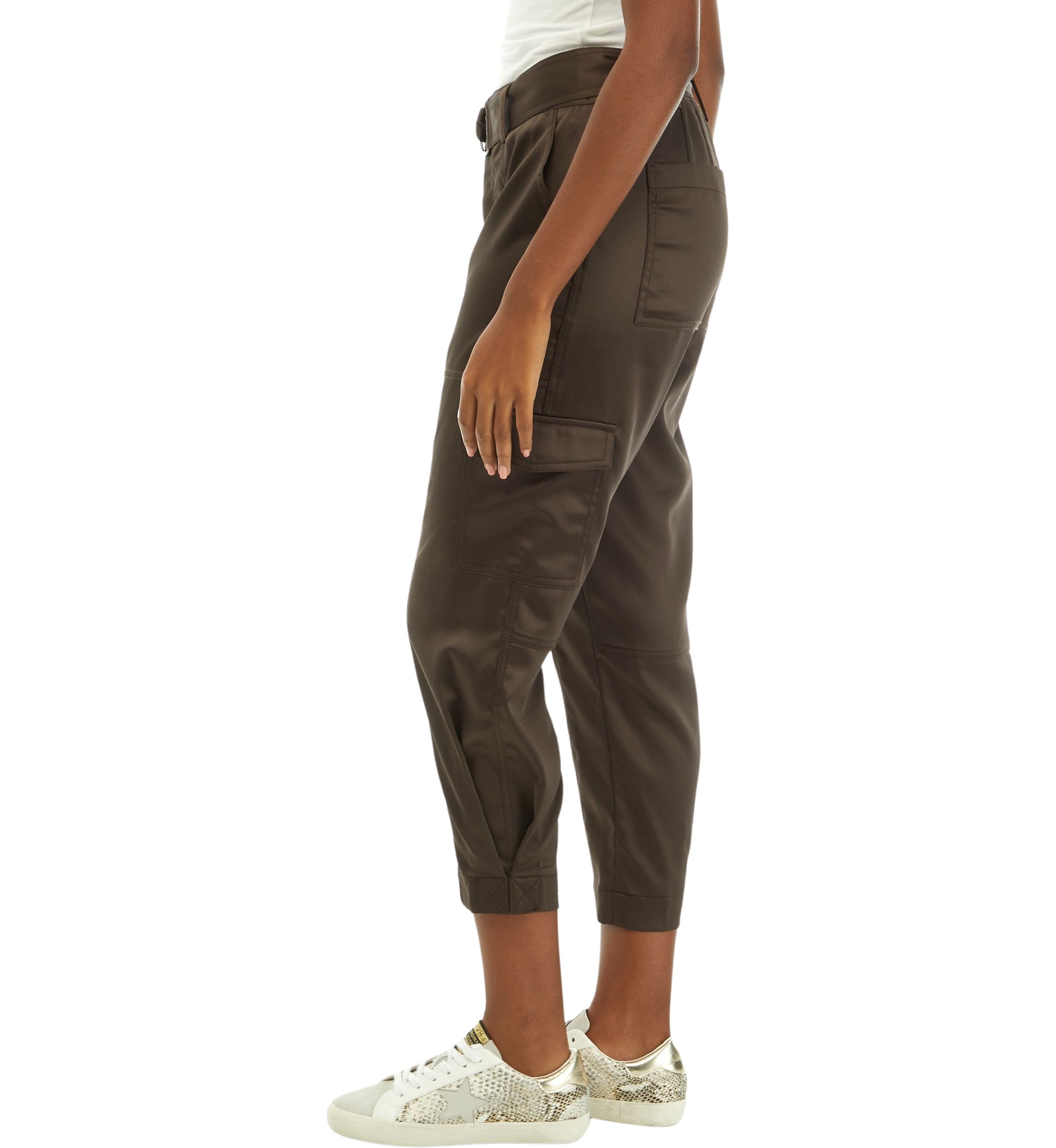 Womens Satin Cargo Pants 