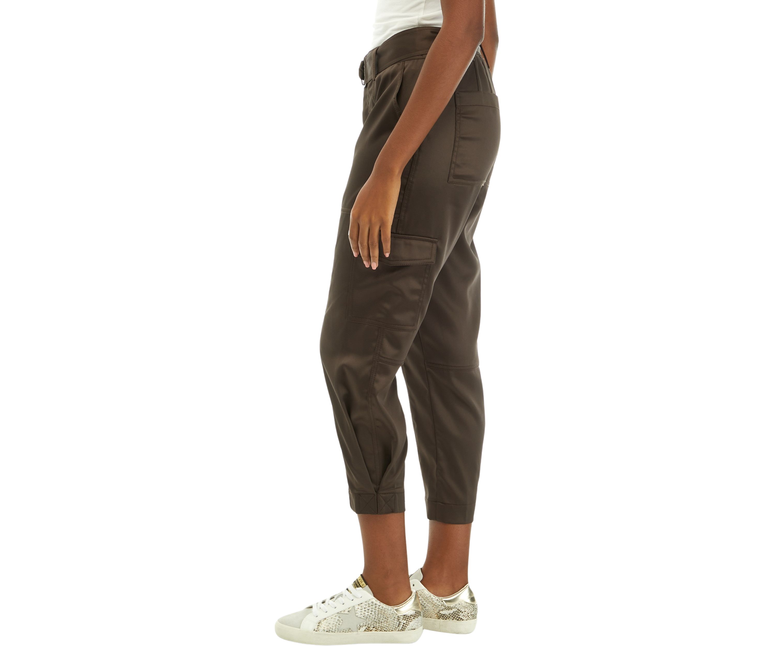 Womens Satin Cargo Pants 
