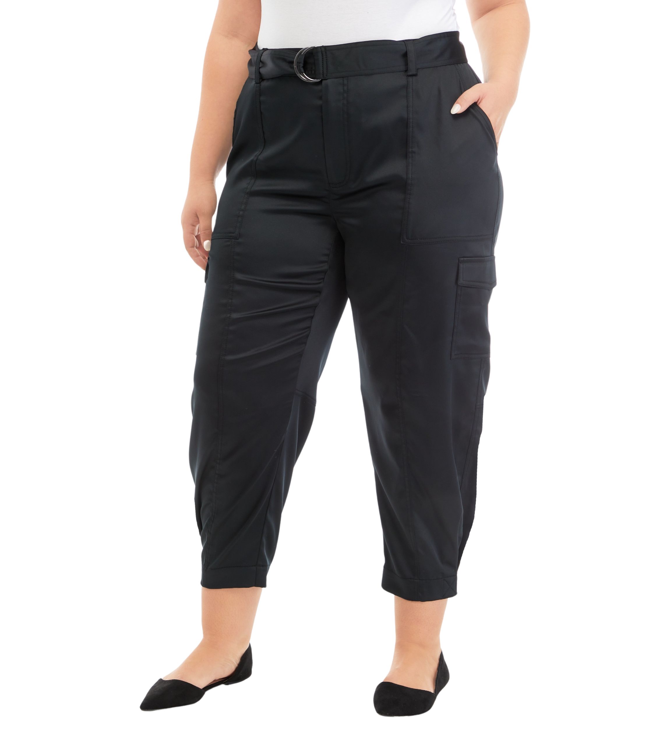 Plus Size Belted Cargo Pants