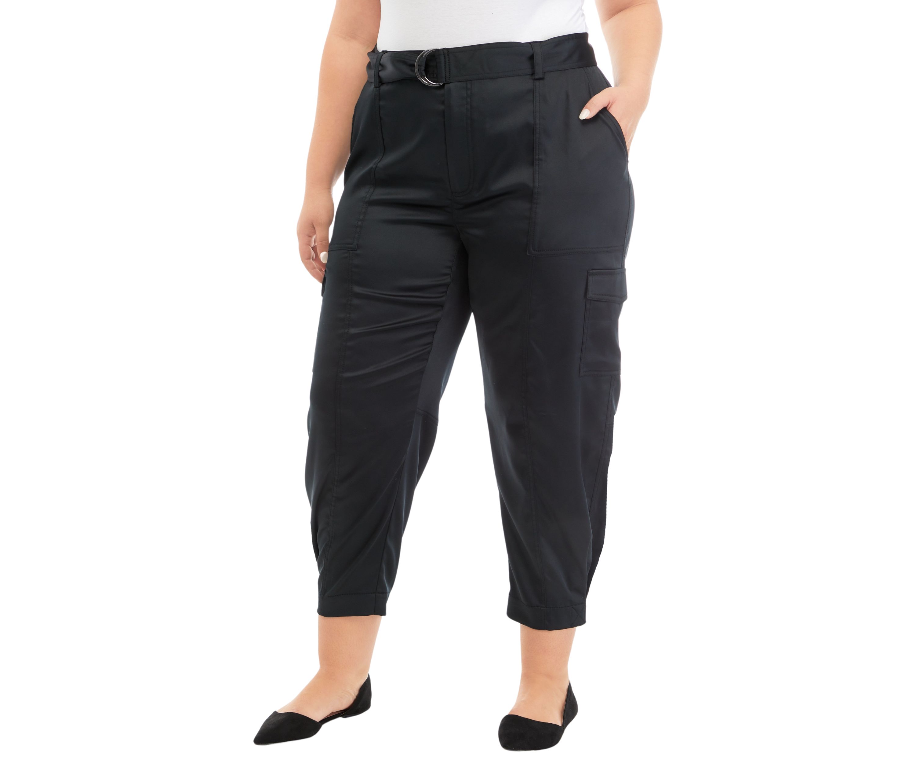 Plus Size Belted Cargo Pants