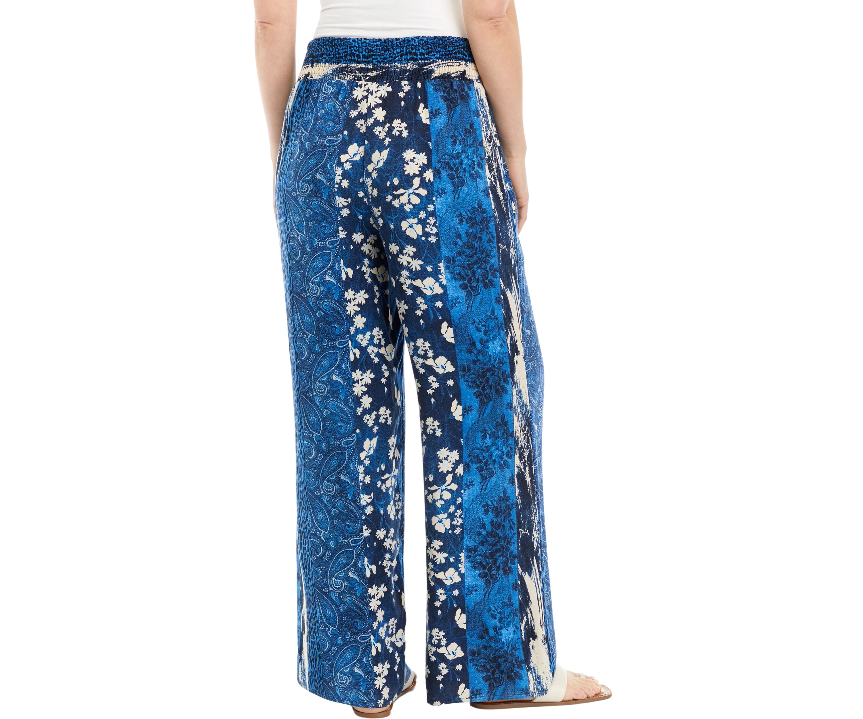 Womens Smocked Waist Printed Pants