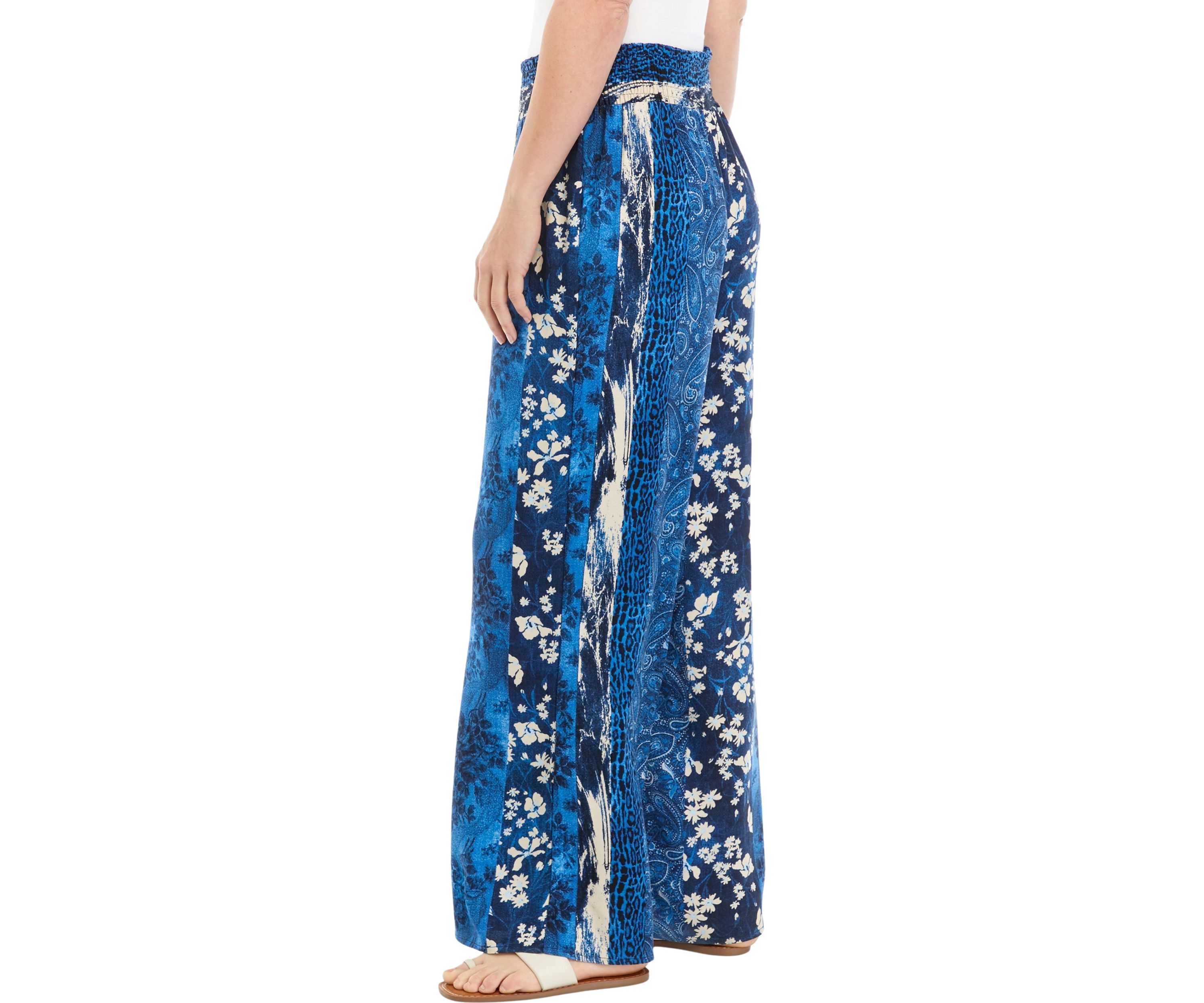 Womens Smocked Waist Printed Pants