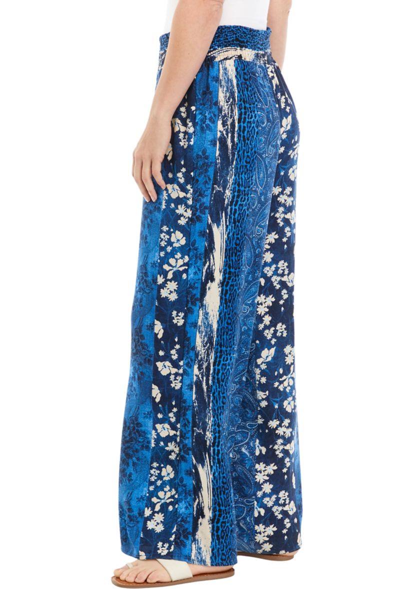 Womens Smocked Waist Printed Pants
