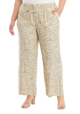 Cupio Women's Plus Size Cropped Crochet Printed Pants, 2X