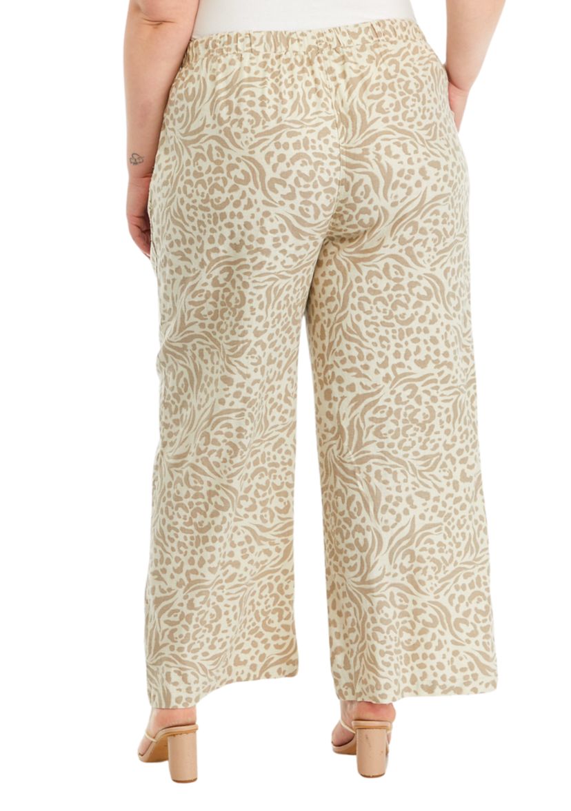 Plus Size Cropped Crochet Printed Pants