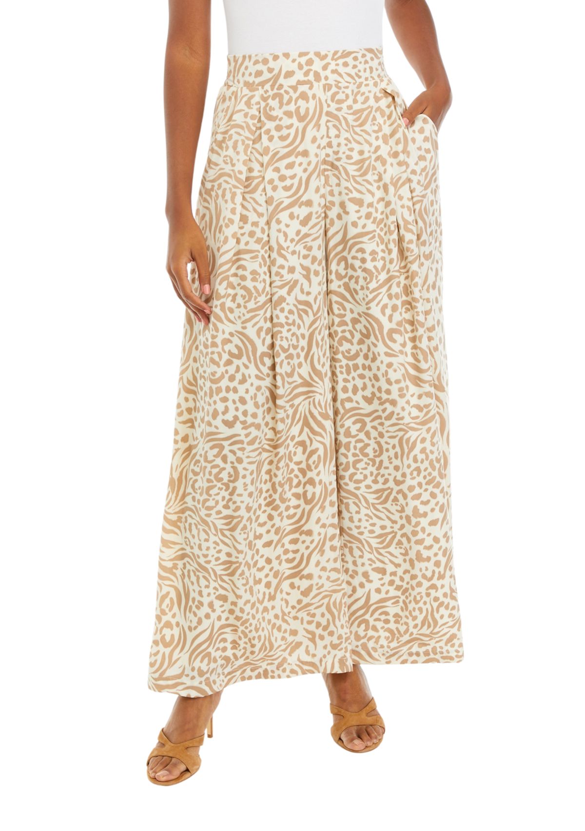 Womens Wide Leg Printed Pants