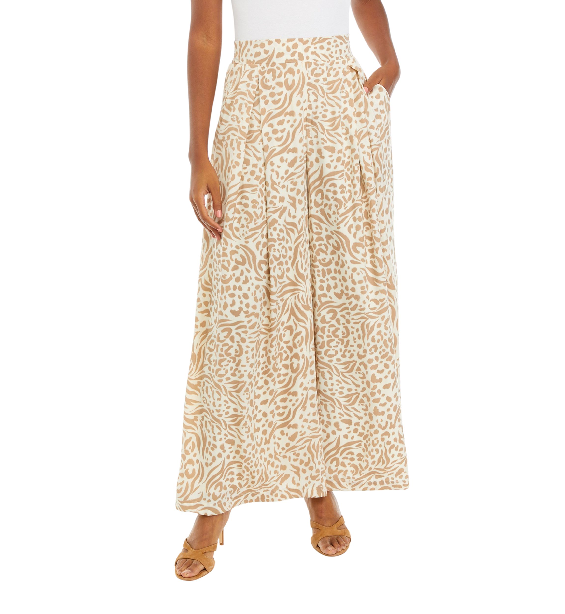 Womens Wide Leg Printed Pants