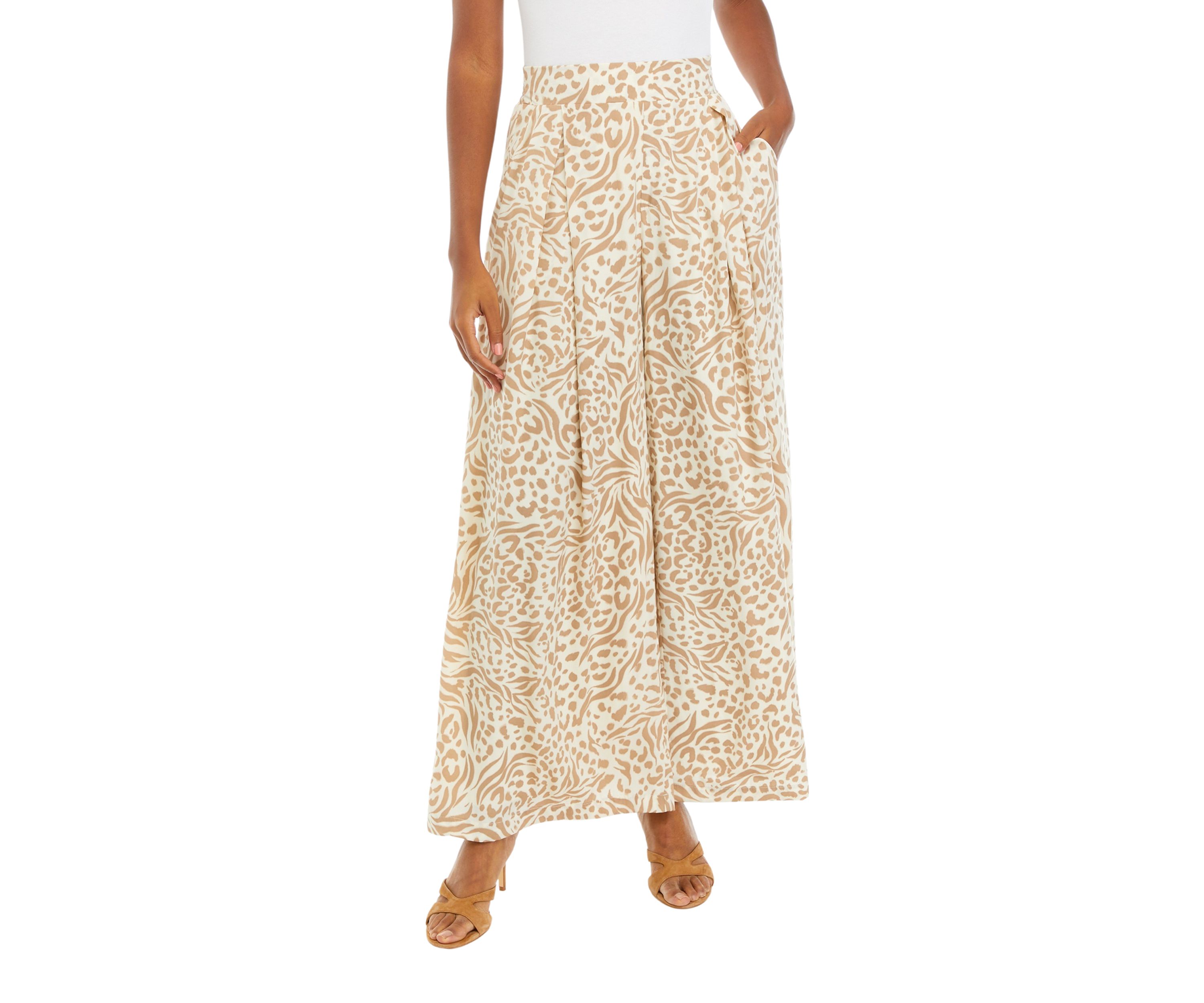 Womens Wide Leg Printed Pants
