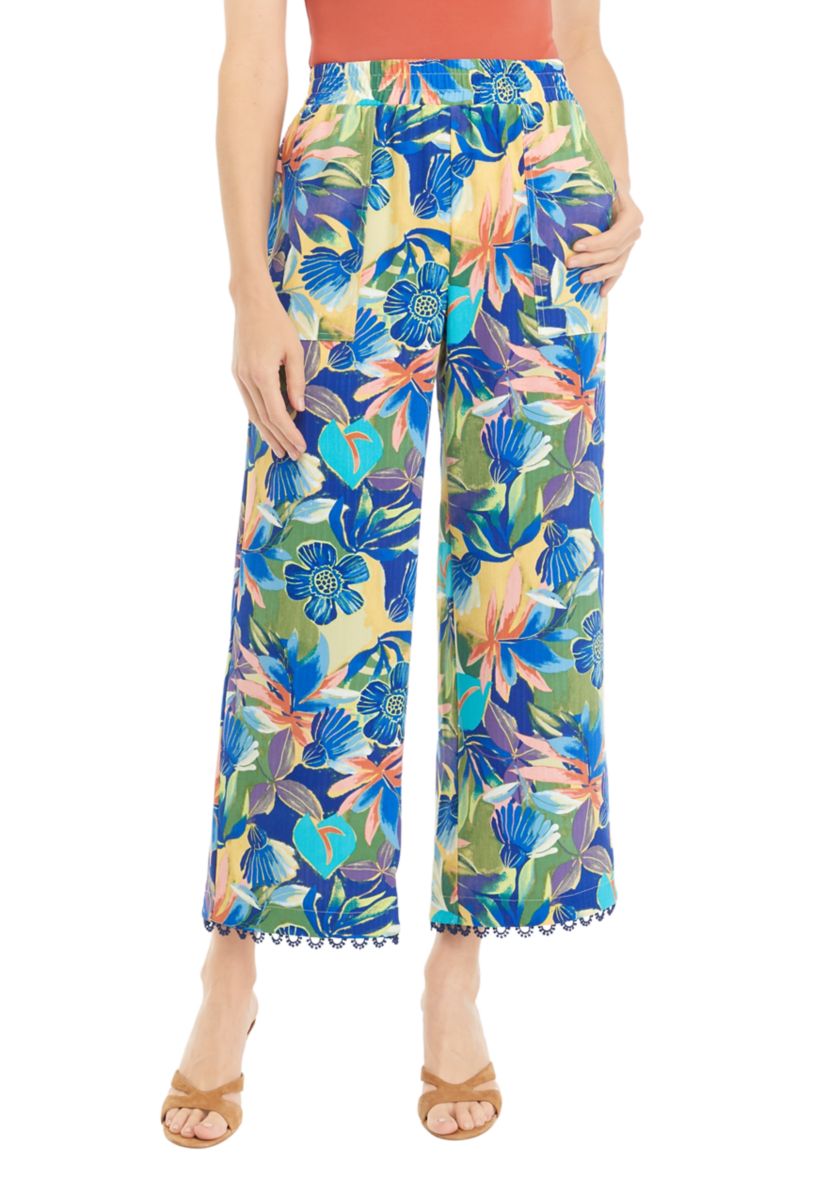 Womens Wide Leg Printed Pants